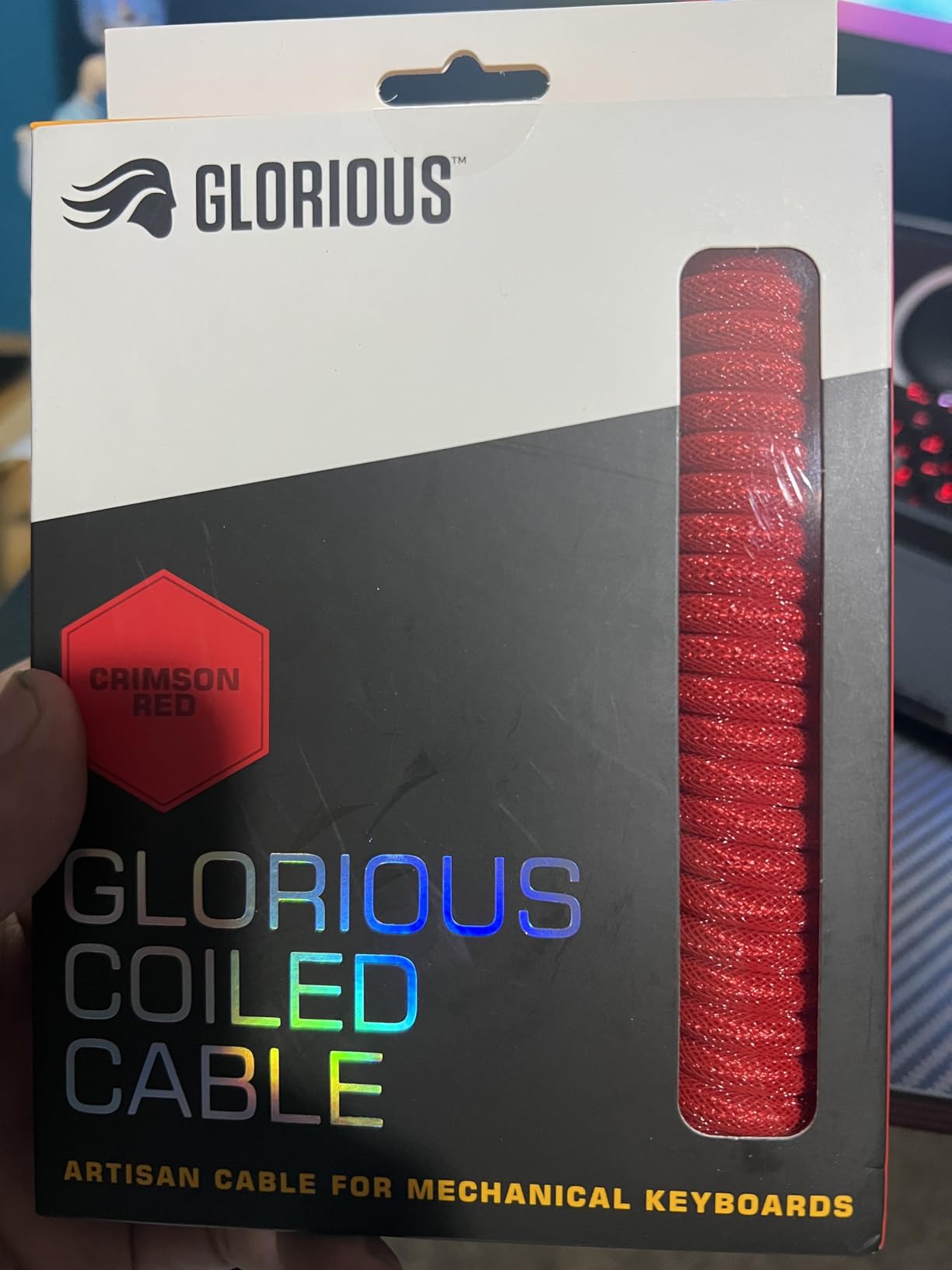 GLORIOUS Coiled Keyboard Cable - Coiled USB C Cable Artisan Braided Cables for Mechanical Gaming Keyboard Coiled Cable - Custom Keyboard Cable (Red) customer photo 2