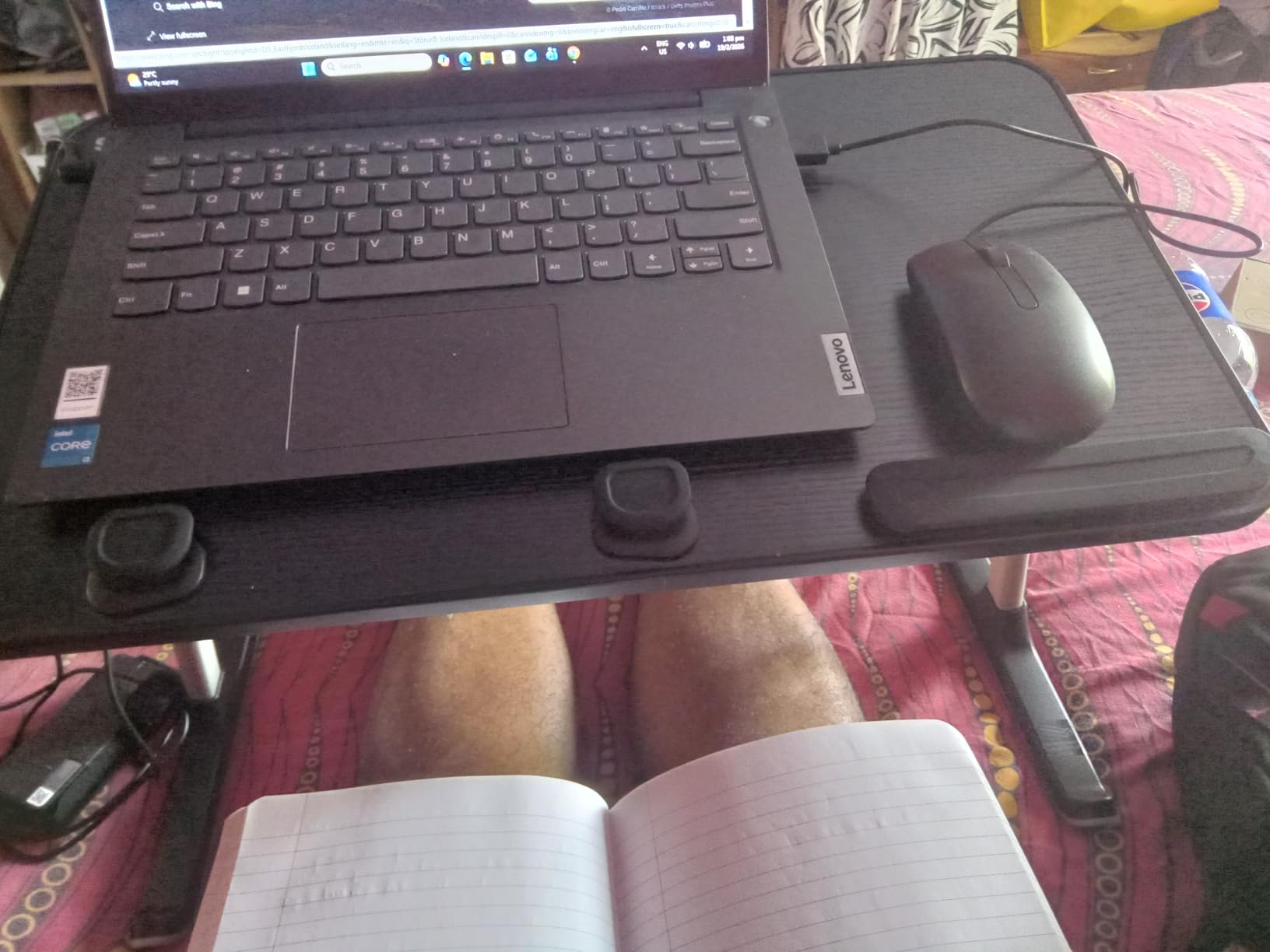 SAIJI Height & Angle Adjustable Laptop Stand for Bed, Lap Desk Bed Tray Table, Light Weight Foldable Portable Laptop Table for Couch Sofa Chair Floor Desk for Adults, Kids customer photo 1