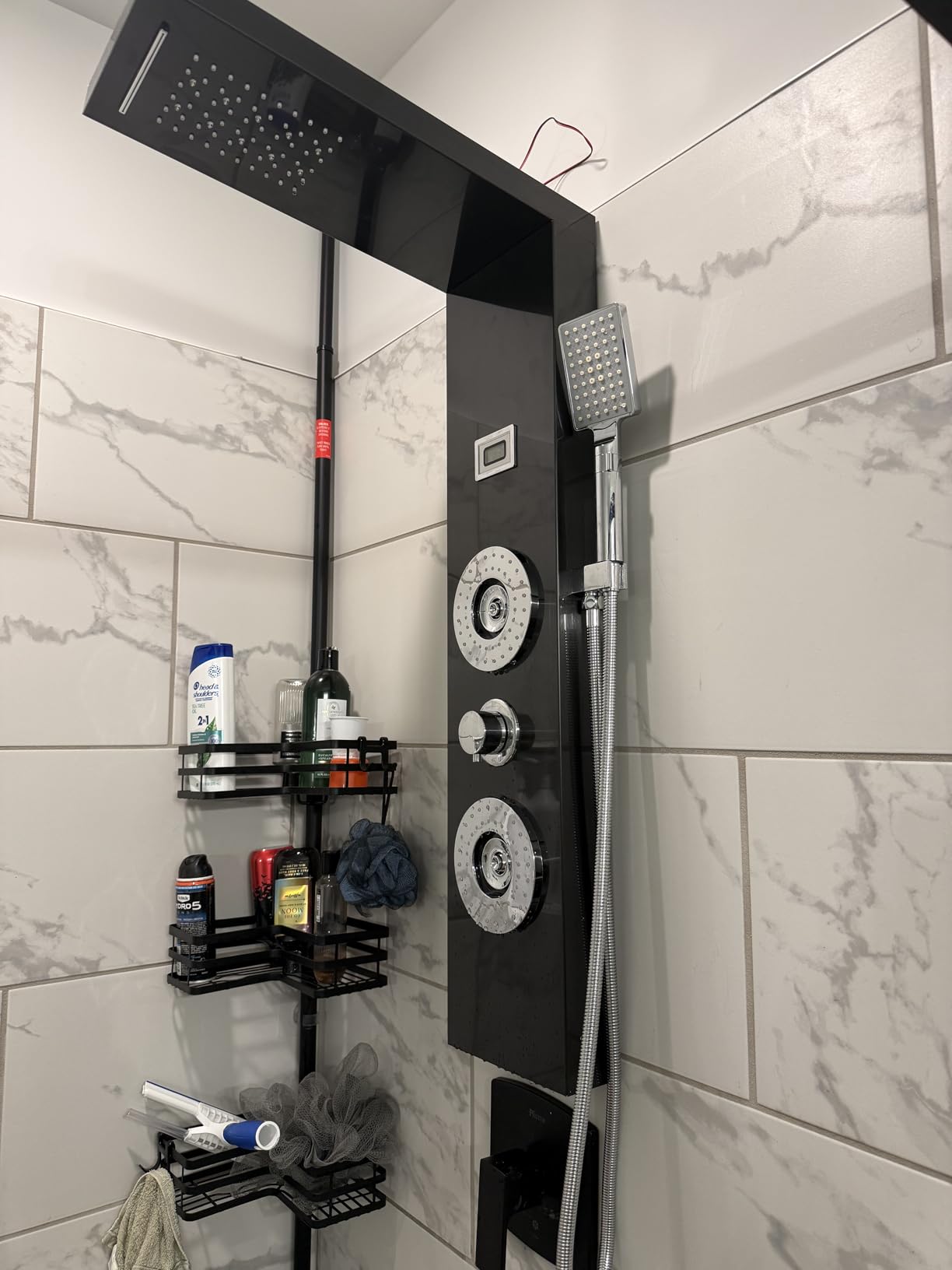 ROVOGO Retrofit Shower Panel with LED Rain Shower, 2 Body Jets and Handheld, Easy Connect Stainless Shower Tower Column with Temperature Display, Black (NOT INCLUDE ROUGH-IN VALVE) customer photo 1
