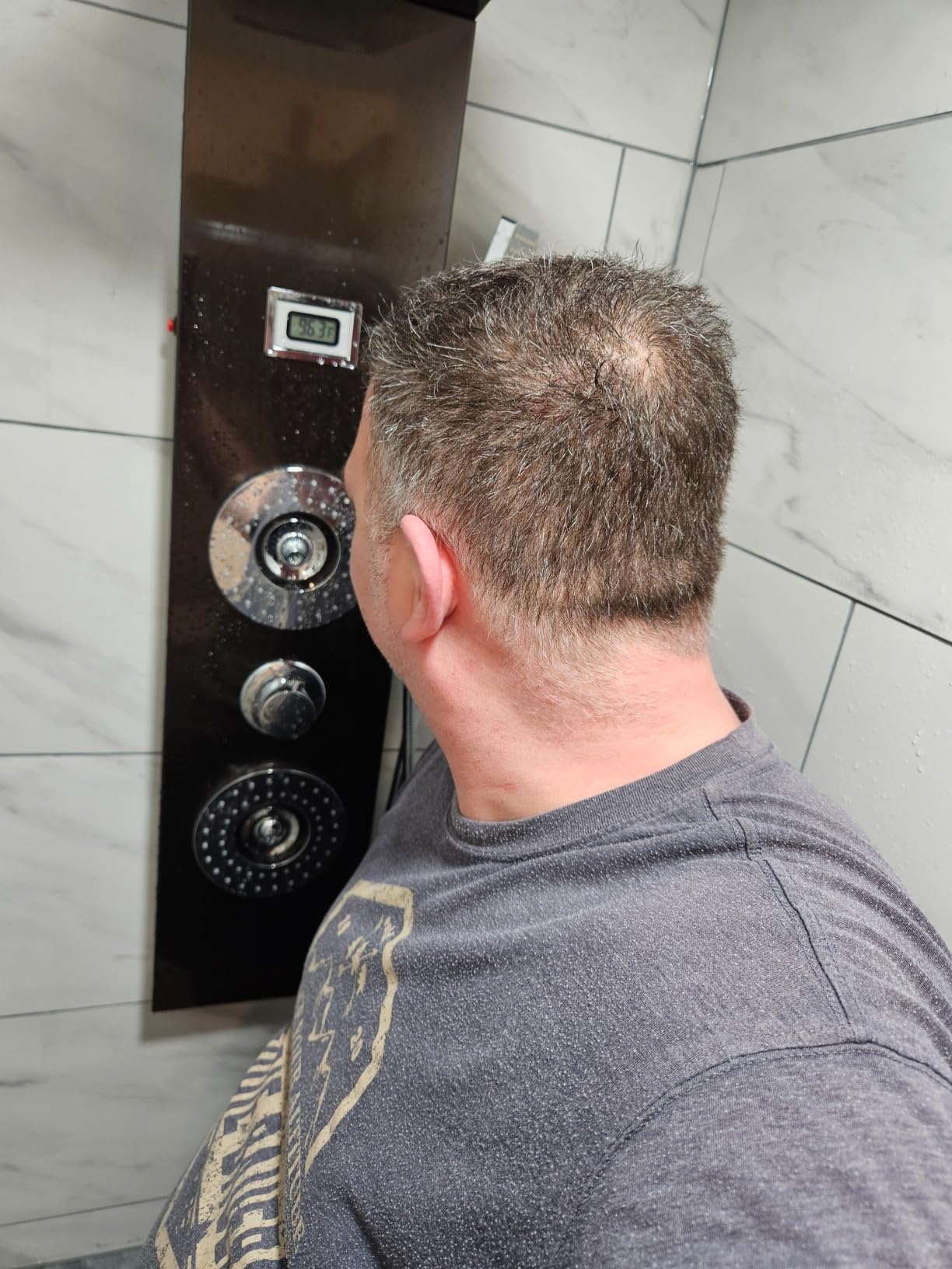ROVOGO Retrofit Shower Panel with LED Rain Shower, 2 Body Jets and Handheld, Easy Connect Stainless Shower Tower Column with Temperature Display, Black (NOT INCLUDE ROUGH-IN VALVE) customer photo 2