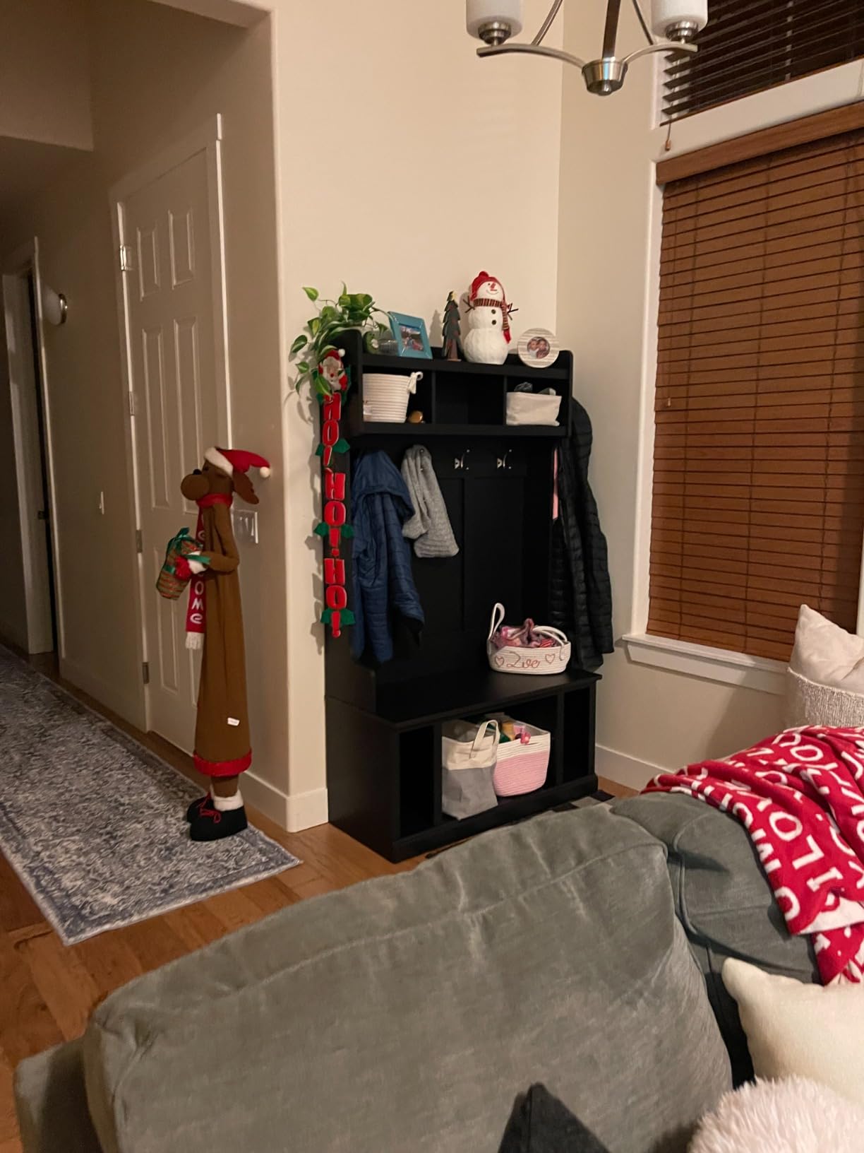 Bush Home Woodland 40W Hall Tree and Shoe Storage Bench with Shelves in White Ash, Cubbies and Coat Hooks for Foyer, Mudroom, or Entryway customer photo 1