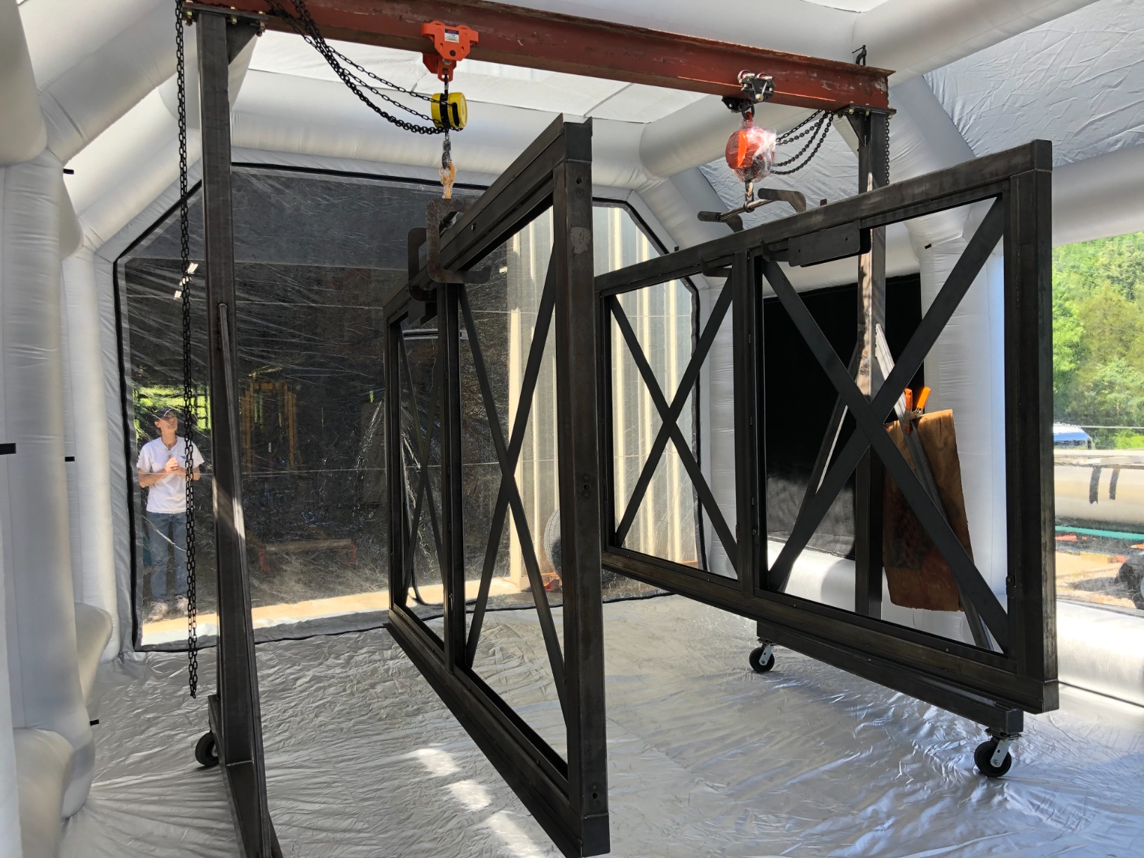 Inflatable Paint Booth 20x13x10FT with 750W+750W Blowers Professional Portable Spray Booth with Air Exchange System for Auto Parts, Furniture Painting and Polishing customer photo 1