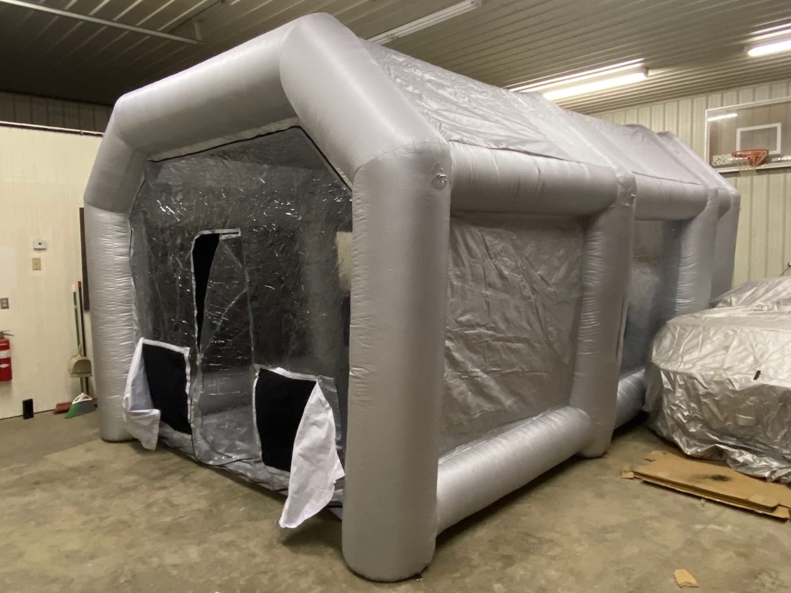 Inflatable Paint Booth 20x13x10FT with 750W+750W Blowers Professional Portable Spray Booth with Air Exchange System for Auto Parts, Furniture Painting and Polishing customer photo 2