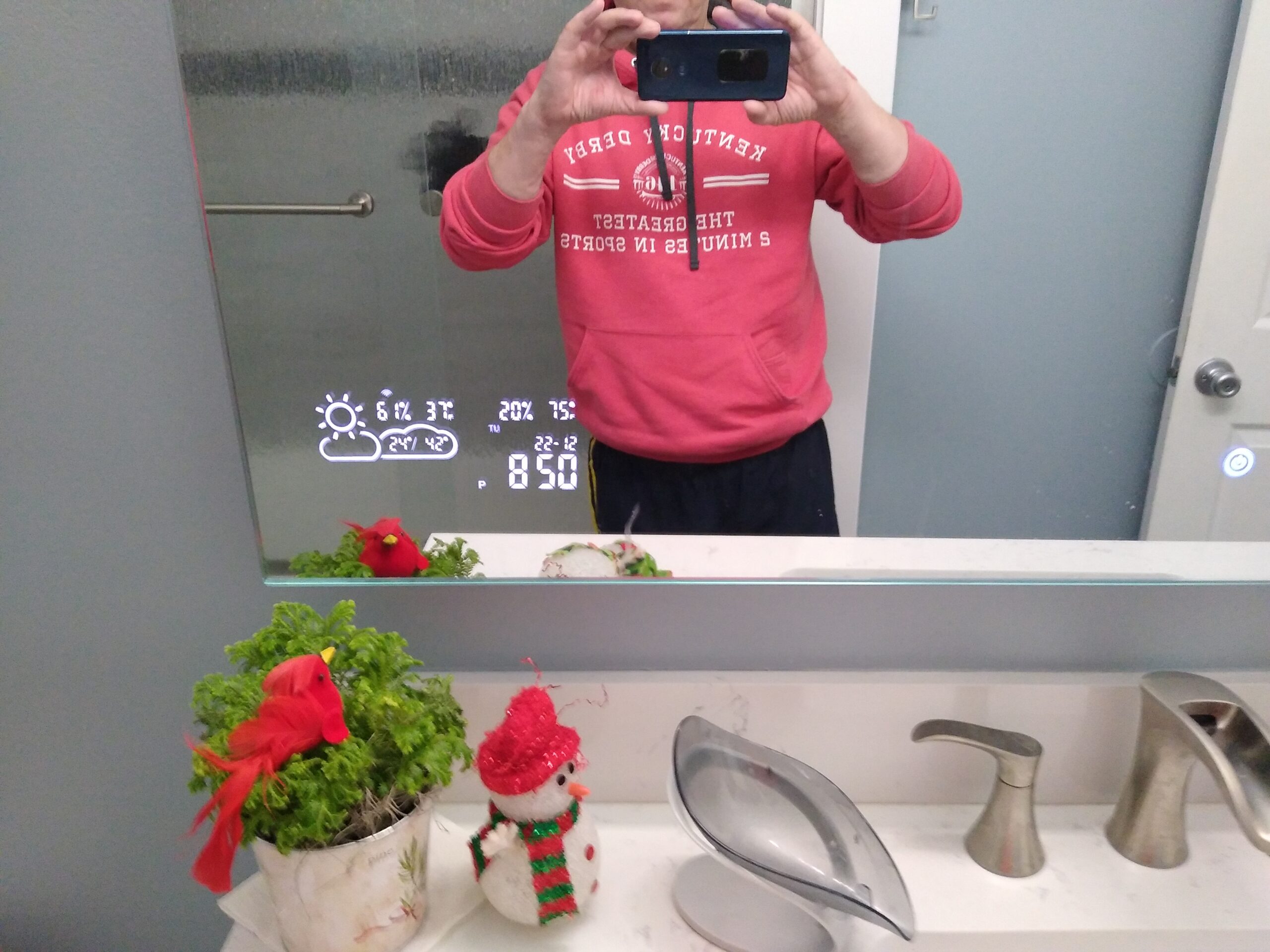 40X24 LED Bathroom Mirror with Lights, WiFi Smart Bluetooth Lighted Vanity Mirror for Bathroom with Backlit 2 Colors Dimmable Enabled Weather Display, Anti-Fog Horizontal Hang Only customer photo 1