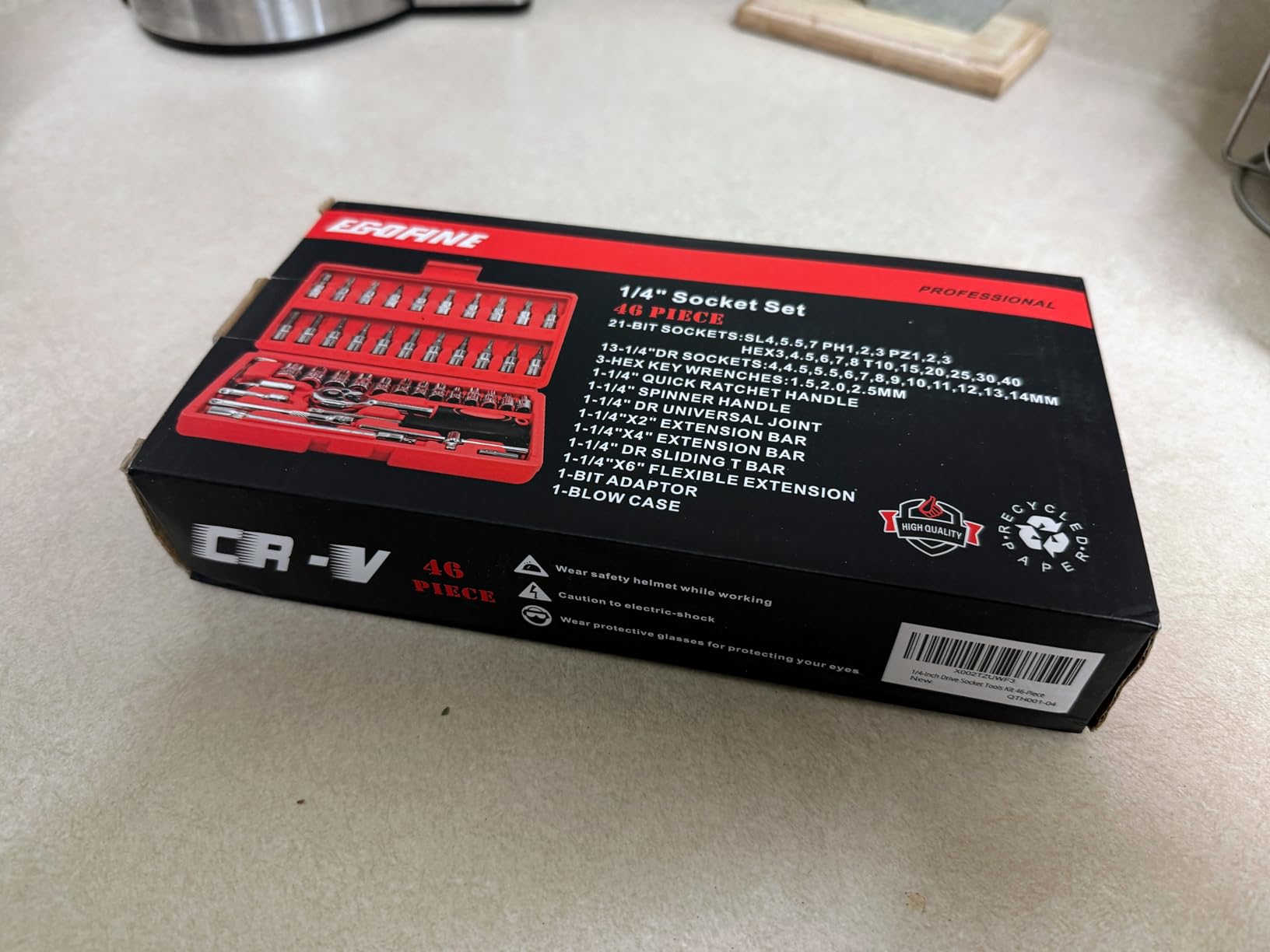 Egofine 46 Pieces 1/4 inch Drive Socket Ratchet Wrench Set, with Bit Socket Set Metric and Extension Bar for Auto Repairing and Household, with Storage Case customer photo 2