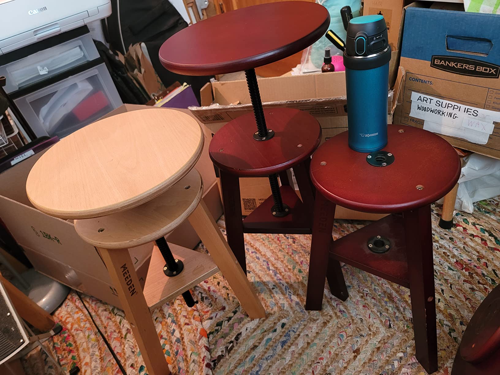 MEEDEN Wooden Drafting Stool with Adjustable Height, Artist Stool, Office Studio Stool, Up to 220 Lbs, German Beech Wood customer photo 2