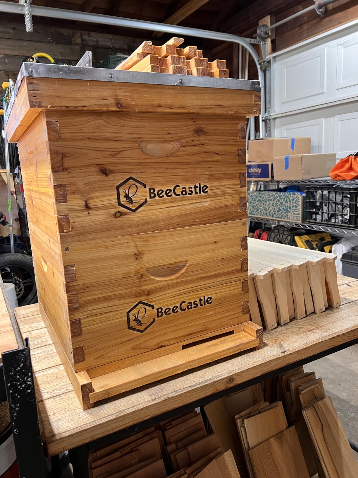 BeeCastle 10 Frame Langstroth Bee Hive Coated with Beeswax Includes Beehive Frames and Waxed Foundations (2 Deep Boxes & 1 Medium Box) customer photo 1