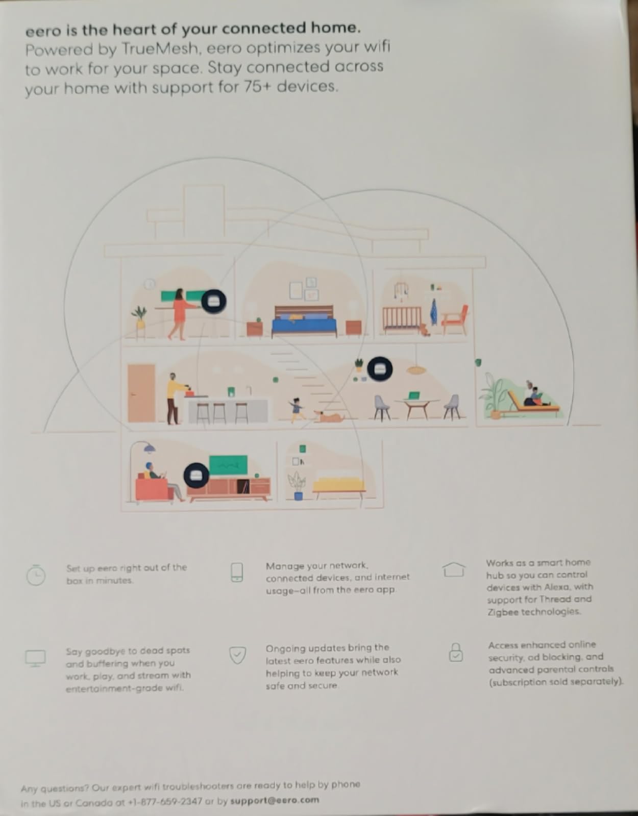 Amazon eero 6+ mesh wifi system - Supports internet plans up to a Gigabit, Coverage up to 3,000 sq. ft., Connect 75+ devices, 2-pack customer photo 2