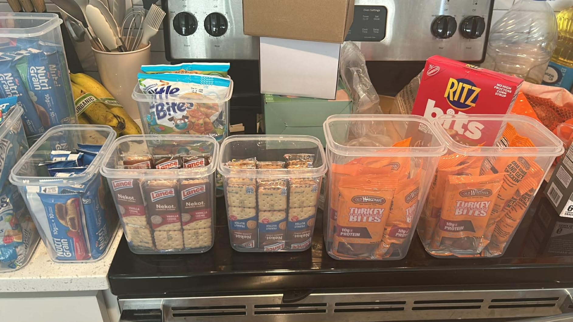 Airtight Food Storage Containers with Lids, Vtopmart 24 pcs Plastic Kitchen and Pantry Organization Canisters for Cereal, Dry Food, Flour and Sugar, BPA Free, Includes 24 Labels, Black customer photo 1