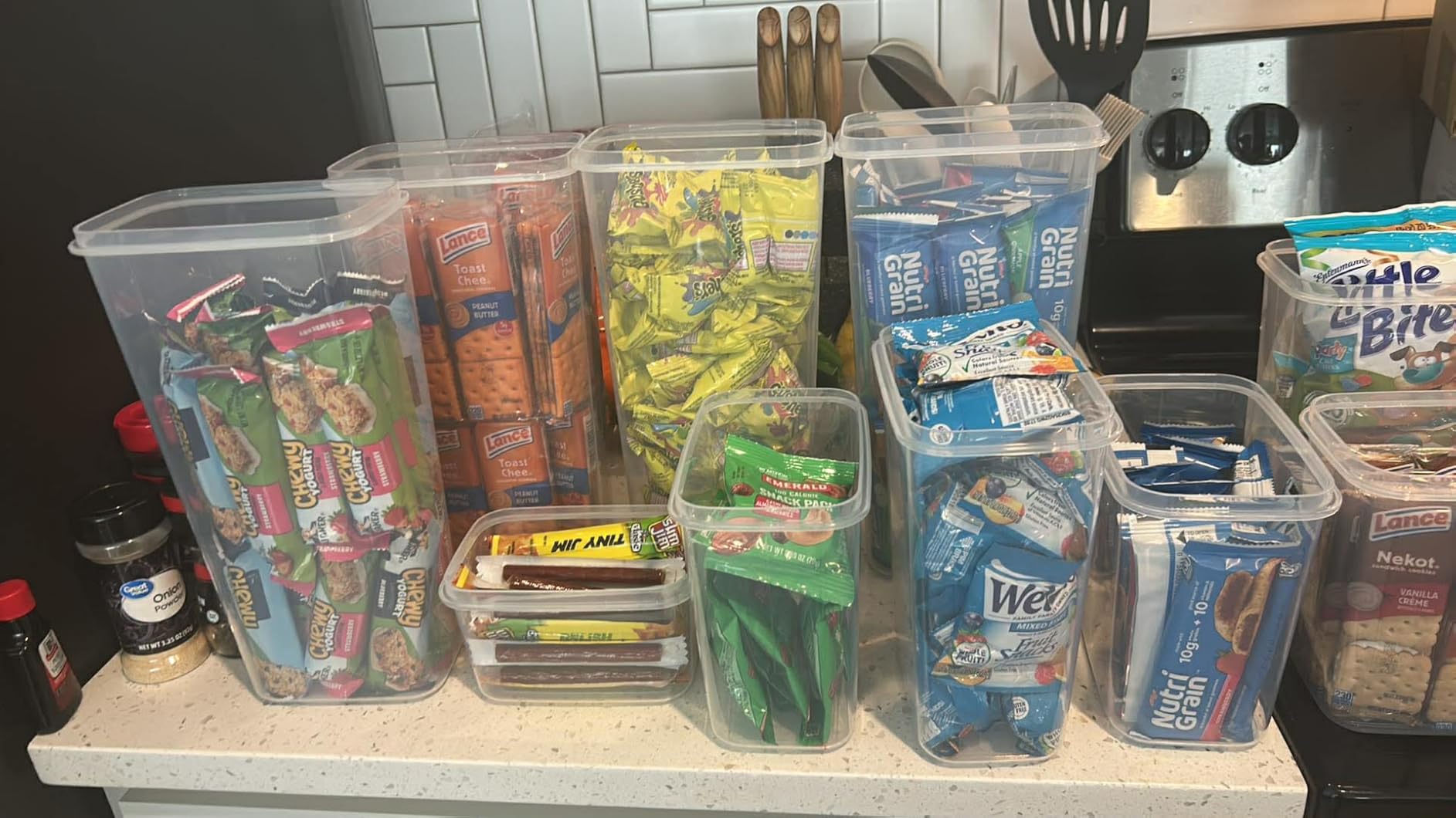 Airtight Food Storage Containers with Lids, Vtopmart 24 pcs Plastic Kitchen and Pantry Organization Canisters for Cereal, Dry Food, Flour and Sugar, BPA Free, Includes 24 Labels, Black customer photo 2