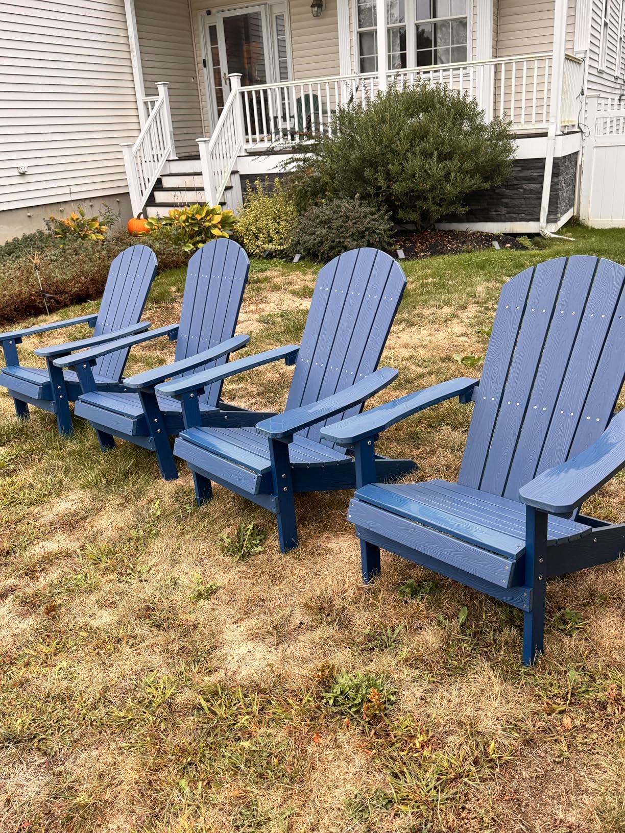 Adirondack Chair Weather Resistant: Outdoor Chair HIPS Plastic Adirondack Chairs - Patio Chairs with Cup Holder & Wood Texture - Lawn Fire Pit Deck Porch Garden Chairs for Adults (Blue) customer photo 2