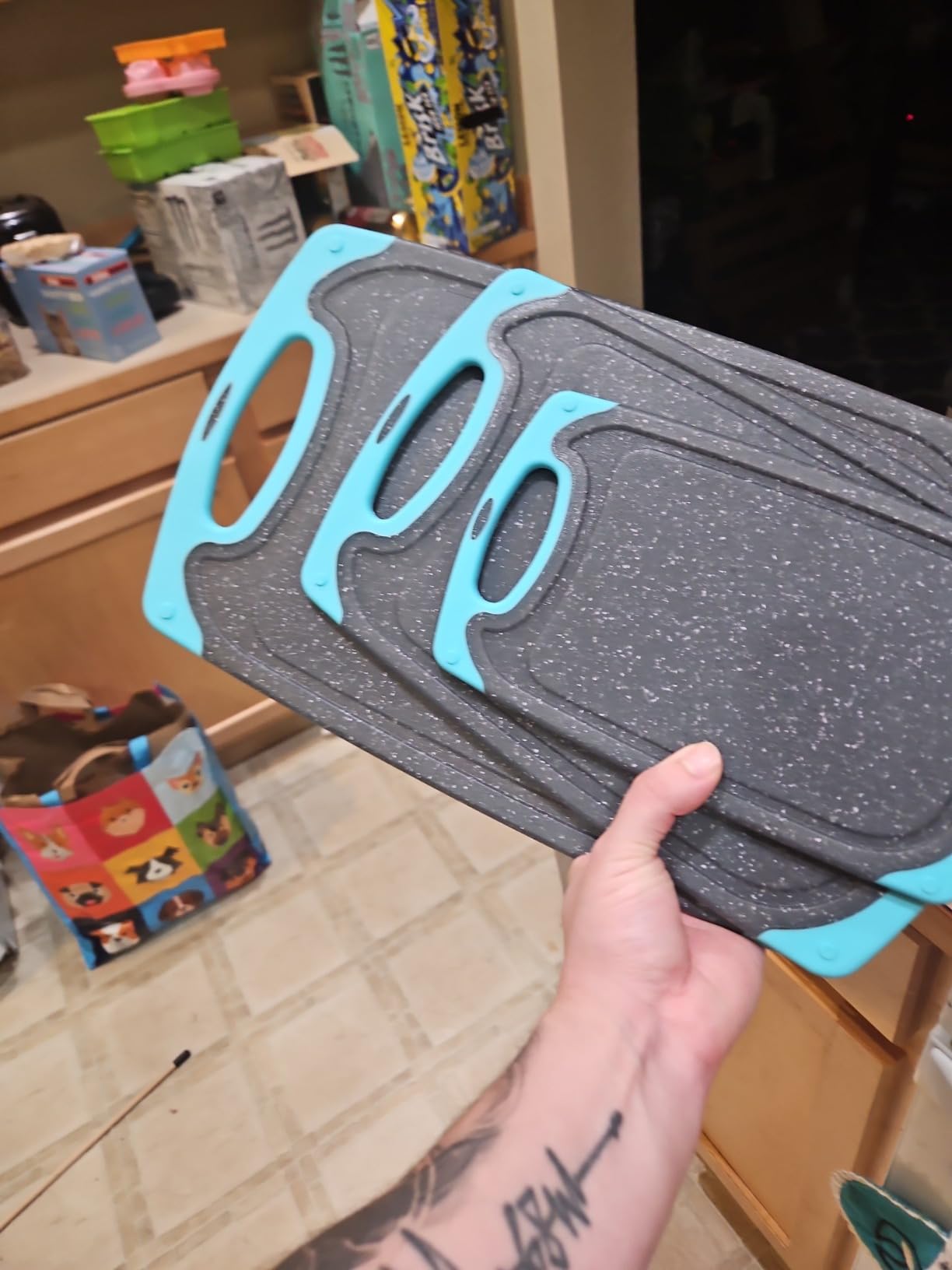 Cutting Boards for Kitchen, Large-Small Cutting Board Set of 3, Dishwasher Safe, Juice Groove, Easy Grip Handle, Non-Slip Rubber Cutting Board customer photo 1