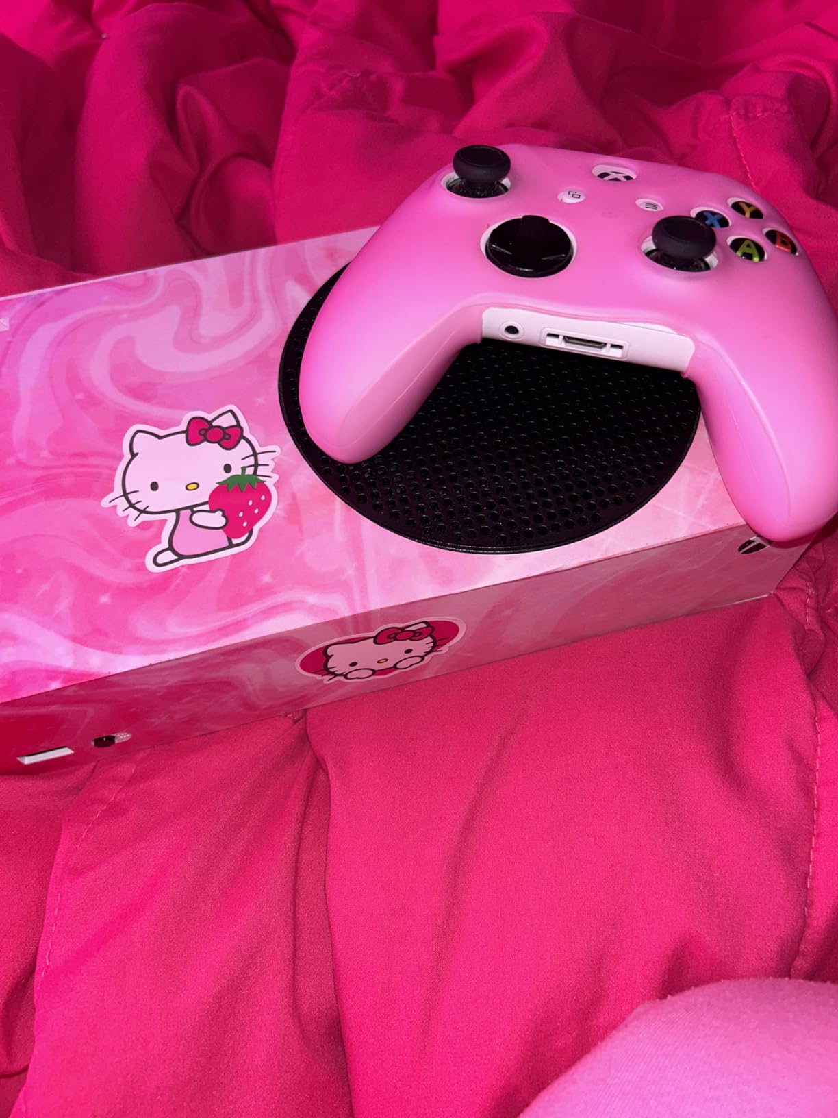 PlayVital Pink Watercolor Custom Vinyl Skins for Xbox Core Wireless Controller, Wrap Decal Cover Stickers for Xbox Series S Console Controller customer photo 2