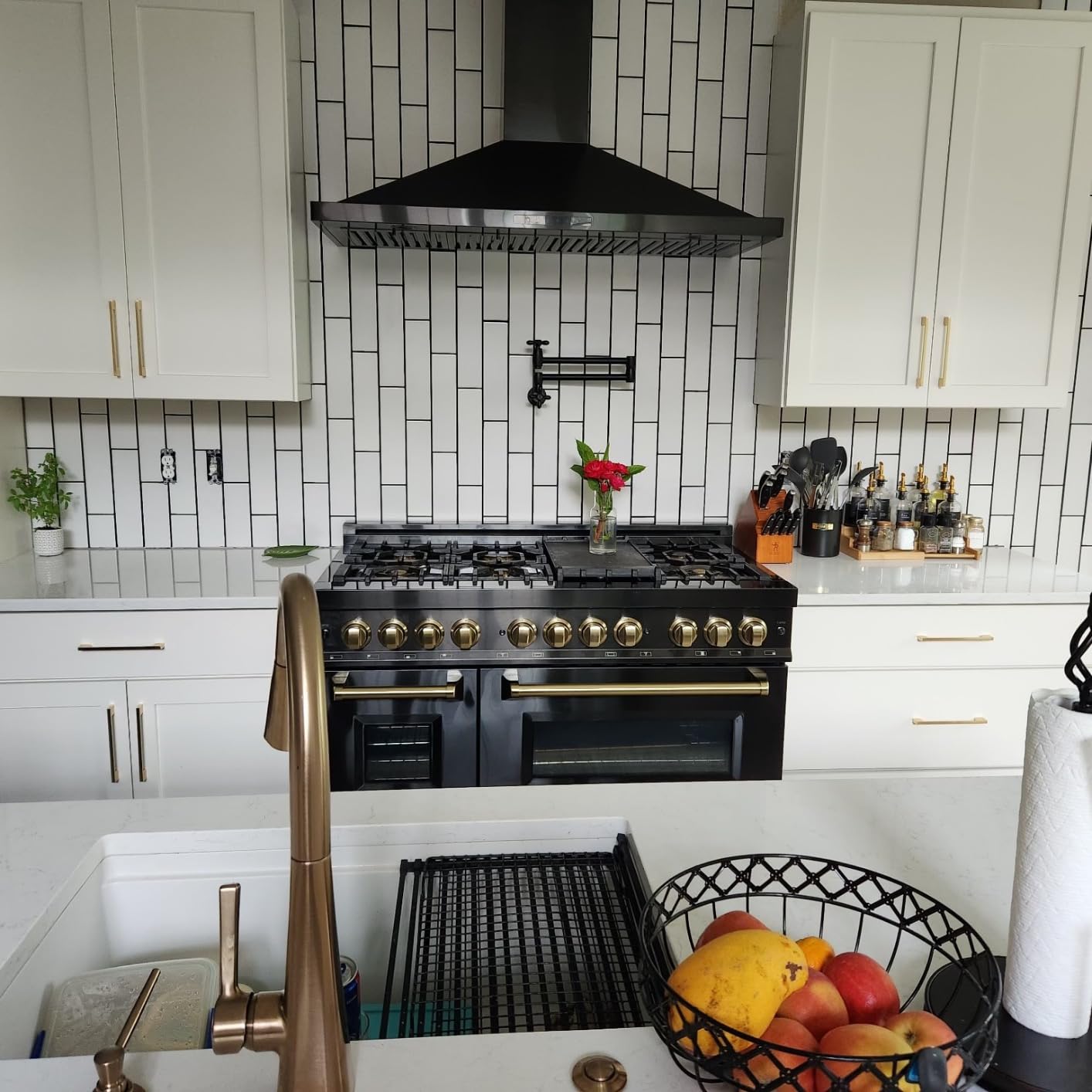 ZLINE Autograph Edition 48 in. 6.0 cu. ft. Legacy Dual Fuel Range with 7 Burner Gas Cooktop and 2 Electric Ovens in Black Stainless Steel and Champagne Bronze Accents (RABZ-48-CB) customer photo 1