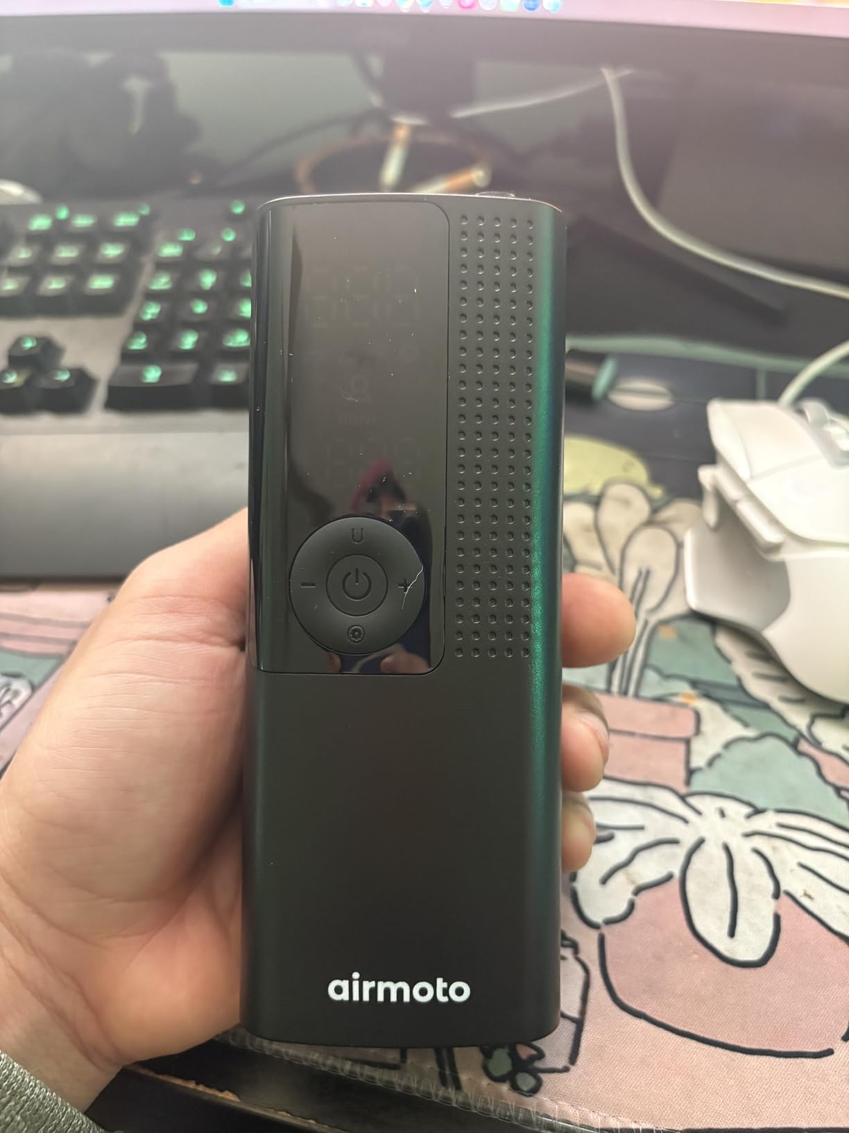 Airmoto Tire Inflator Portable Air Compressor - Air Pump for Car Tires with Digital Pressure Gauge, LED Light and Auto Shut-Off Function - Cordless Pump for Car, Motorcycle, Bicycle, Ball customer photo 2