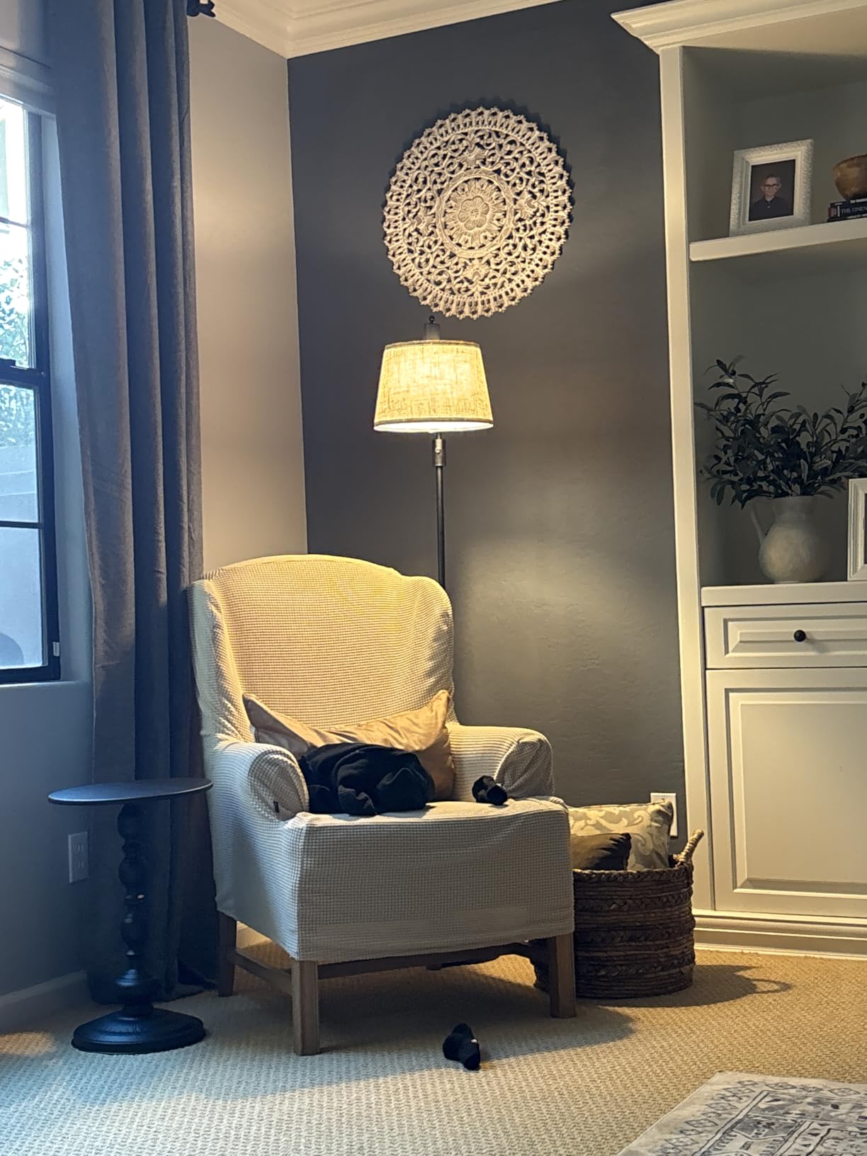 Dimmable Floor Lamp, 1000 Lumens LED Edison Bulb Included, Arc Floor Lamps for Living Room Modern Standing Lamp with Linen Shade, Tall Lamp for Bedroom Office Dining Room- Black customer photo 2