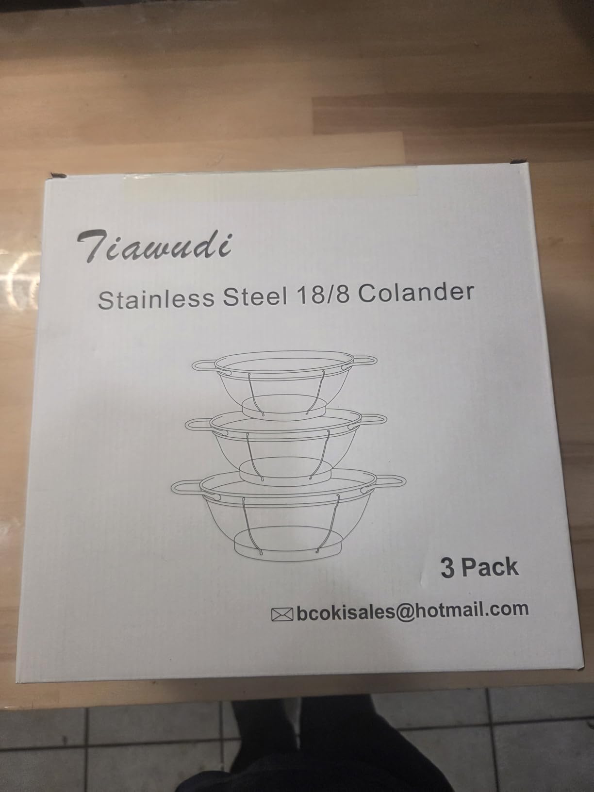 3 Pack 18/8 Stainless Steel Colander Sieves with Handles and Resting Base for Strain Drain Rinse or Steam customer photo 1