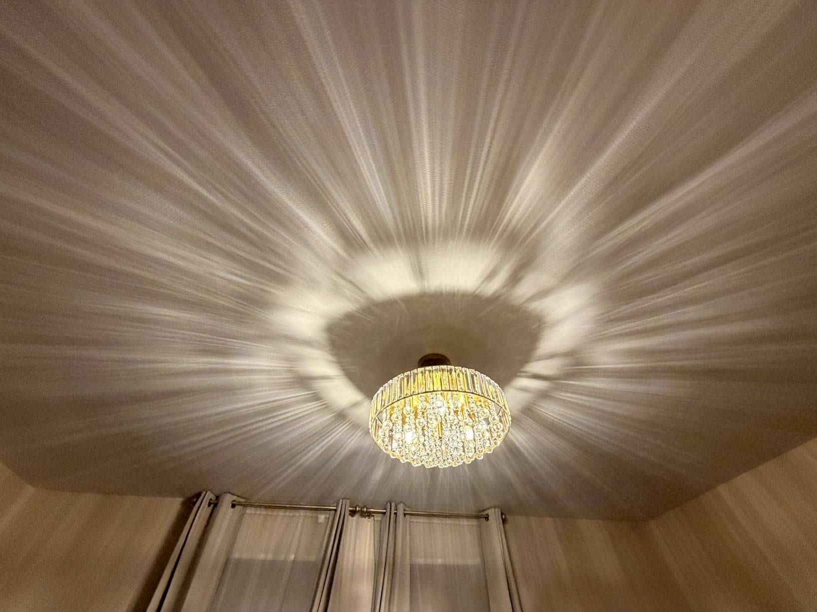 YYJLX 6-Light Modern Large Crystal Chandelier Black Metal E26 Semi Flush Mount Round Light Fixture Ceiling Lamp Farmhouse for Dining Living Room Laundry Foyer Kitchen Balcony Bedroom customer photo 1