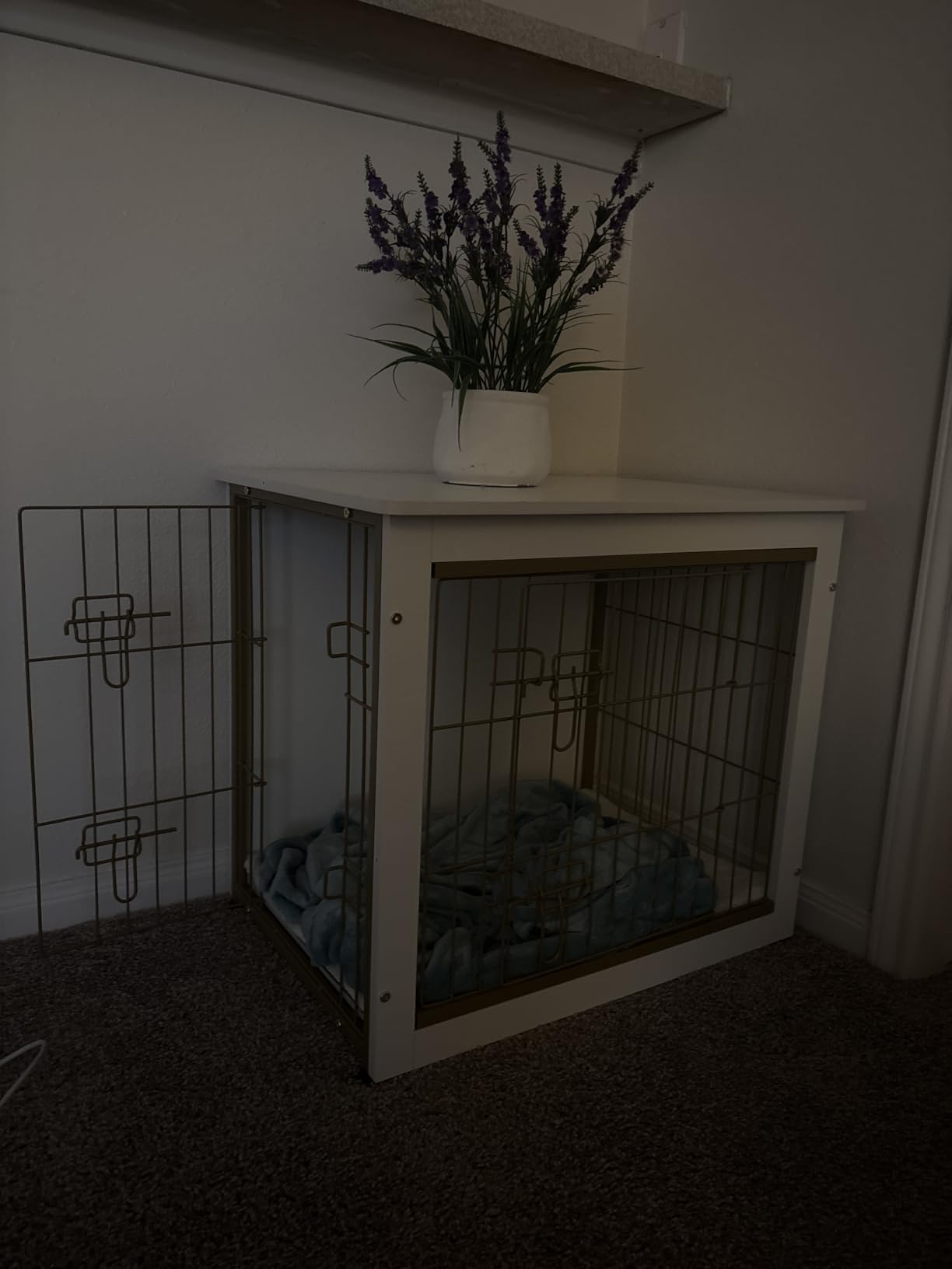 DWANTON Dog Crate Furniture with Cushion, Wooden Kennel Table with Double Doors, Indoor Dog House, Small/Medium/Large/Extra Large Size, 27.2