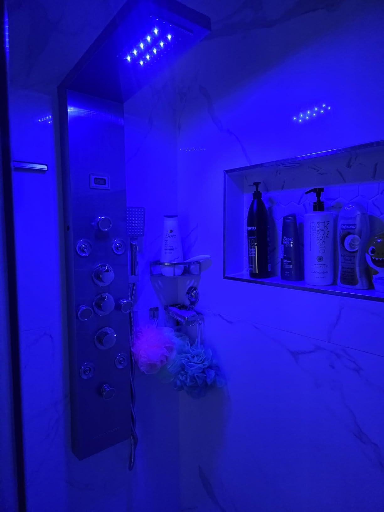 POPFLY 6 In 1 LED Shower Panel Tower System, 8 Body Massage Jets, 304 Stainless Steel Wall Mount Rainfall & Waterfall Shower Column Towers with Temperature Display, Tub Spout, Black customer photo 2