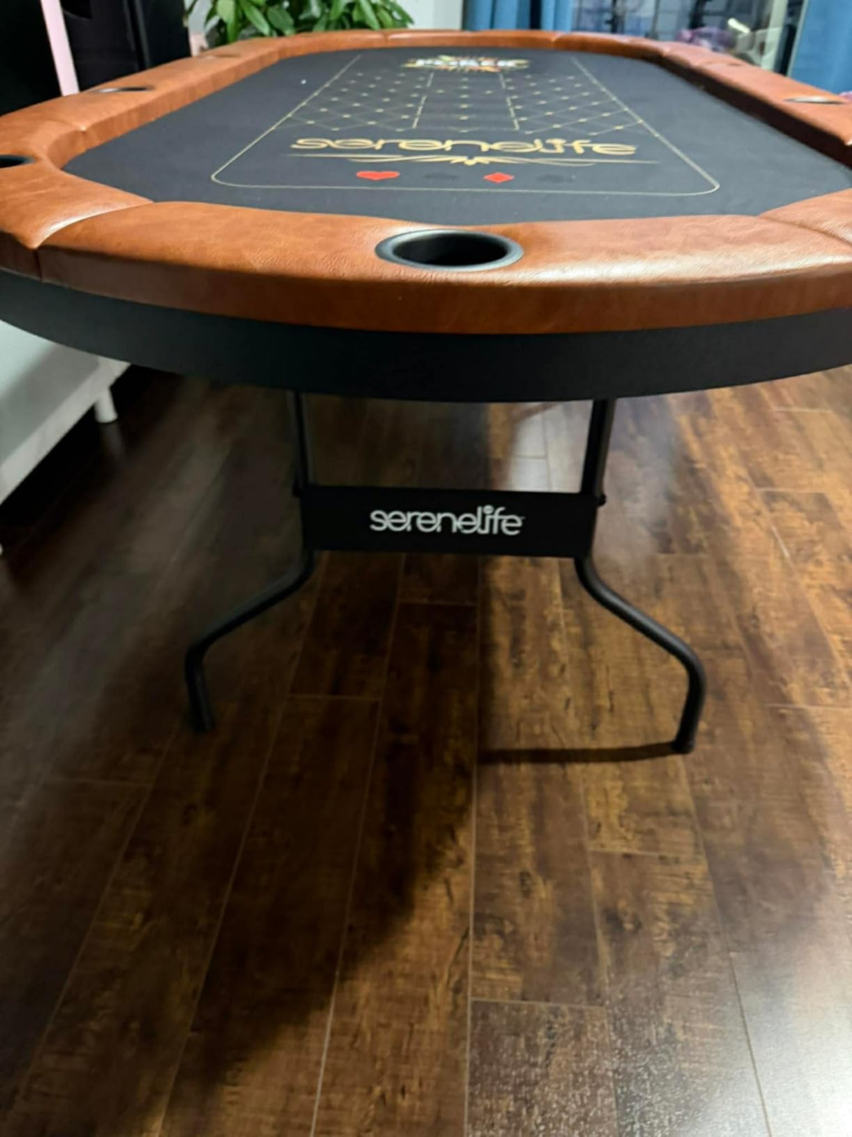 SereneLife 7ft Poker Table for 10 Players - Heavy Duty Oval Texas Hold'em Casino Table customer photo 1