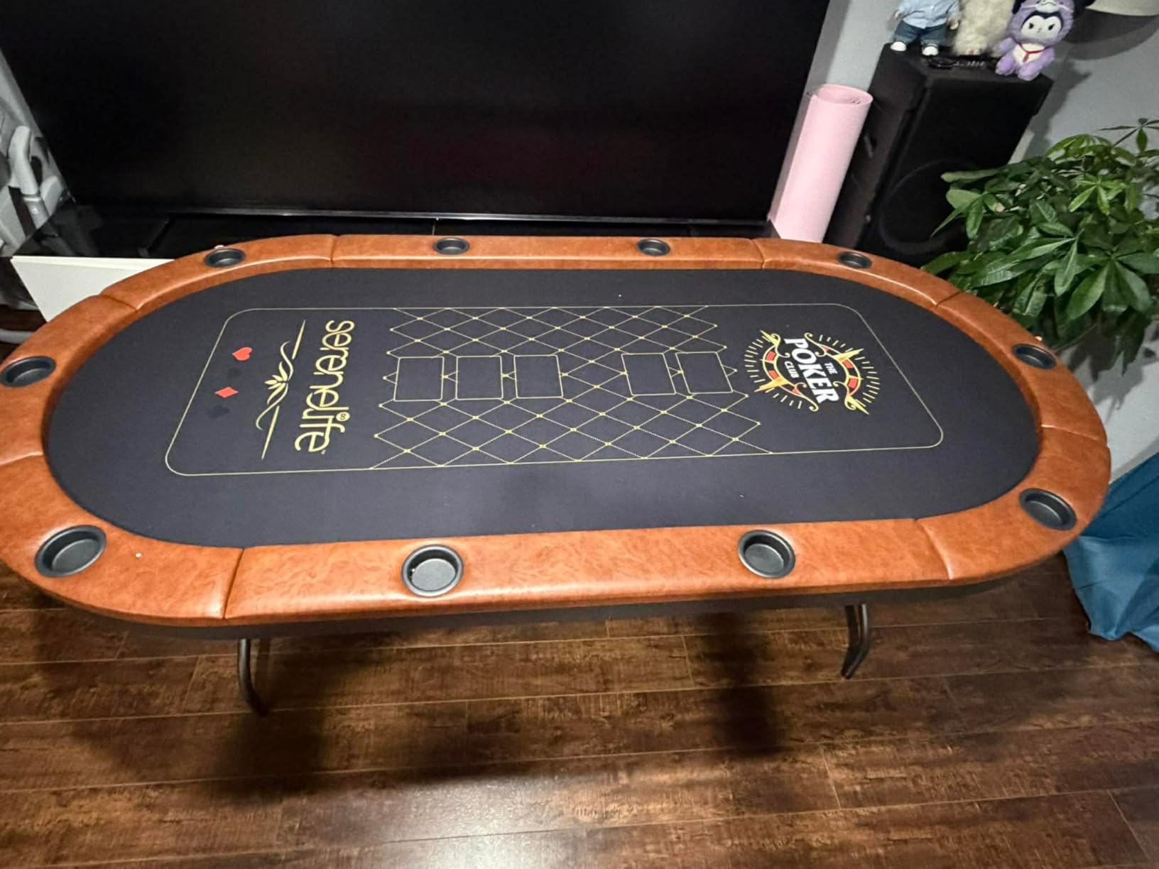 SereneLife 7ft Poker Table for 10 Players - Heavy Duty Oval Texas Hold'em Casino Table customer photo 2