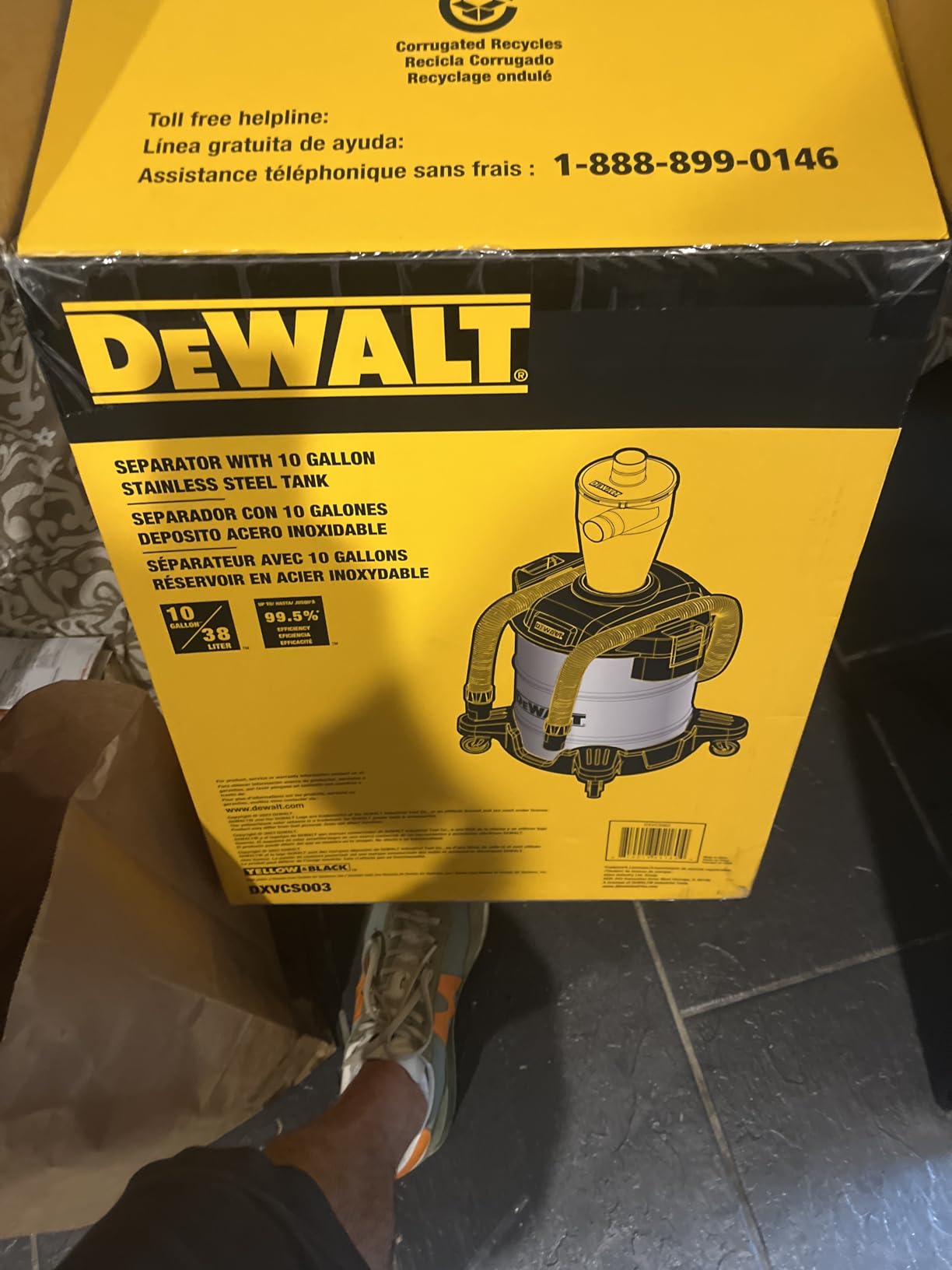 DEWALT Dust Separator with 10 Gallon Stainless Steel Tank, 99.5% Efficiency Cyclone Dust Collector (DXVCS003) customer photo 1