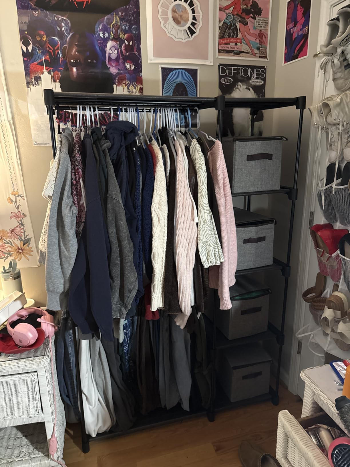 SONGMICS Portable Closet, Freestanding Closet Organizer, Clothes Rack with Shelves, Hanging Rods, Storage Organizer, for Cloakroom, Bedroom, 44.1 x 16.9 x 65 Inches, Gray customer photo 2