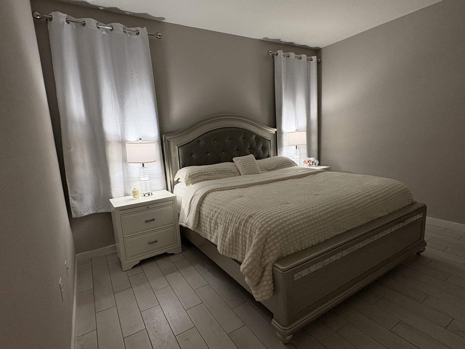 LEMOMO 100% Blackout Curtains 52 x 84 Inches Long Thermal Insulated White Curtains with Black Liner Set of 2 Panels for Nursery Room customer photo 1