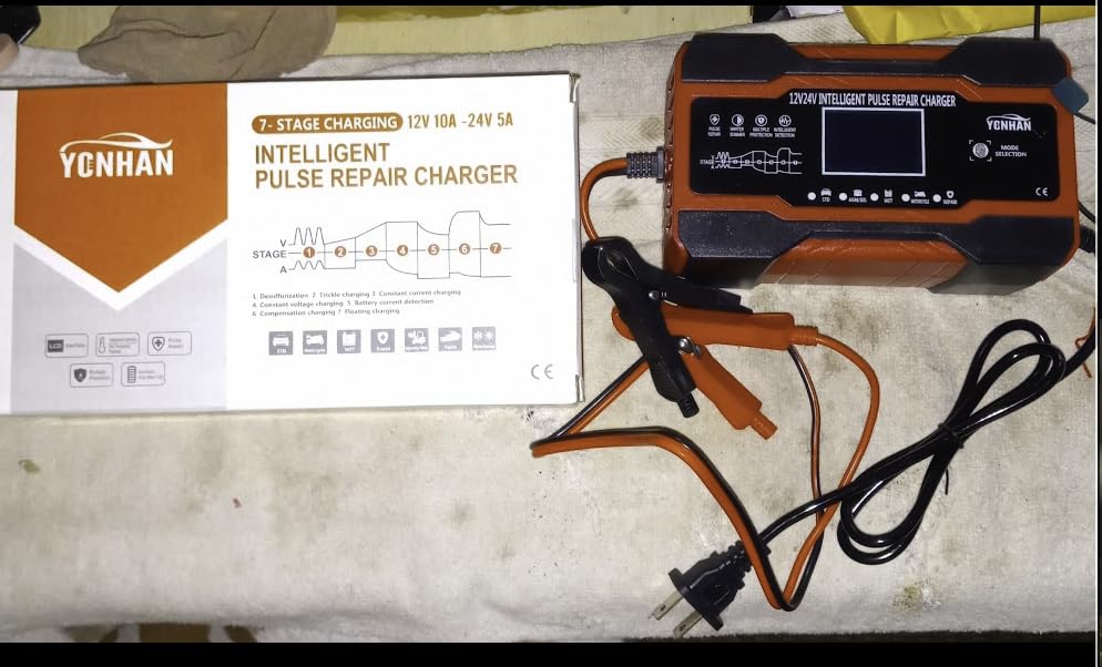 YONHAN Battery Charger 10-Amp 12V and 24V Fully-Automatic Smart Car Battery Charger, Battery Maintainer Trickle Charger, and Battery Desulfator with Temperature Compensation customer photo 2