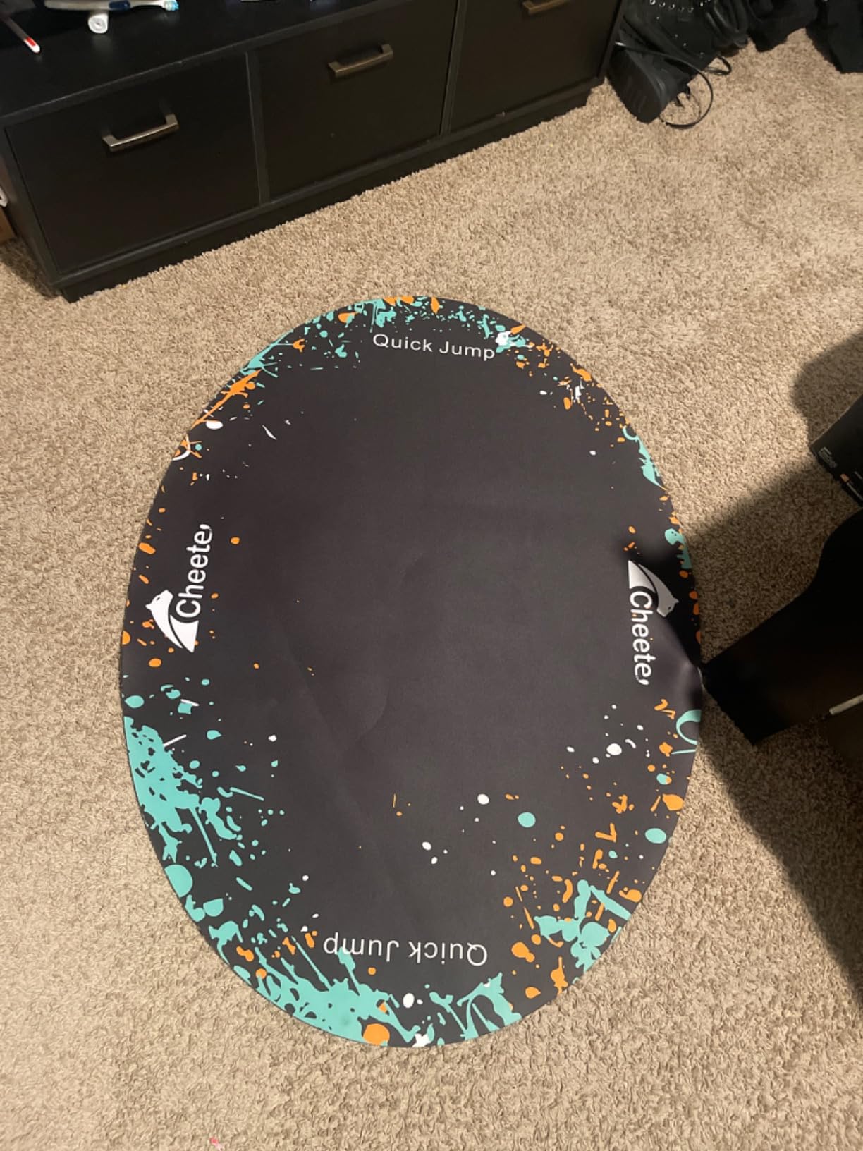 Jump Rope Mat Large Rubber Exercise Mat Workout Mats for Home Gym Flooring Non-Slip Oval Design for Floor & Rope Protection customer photo 1