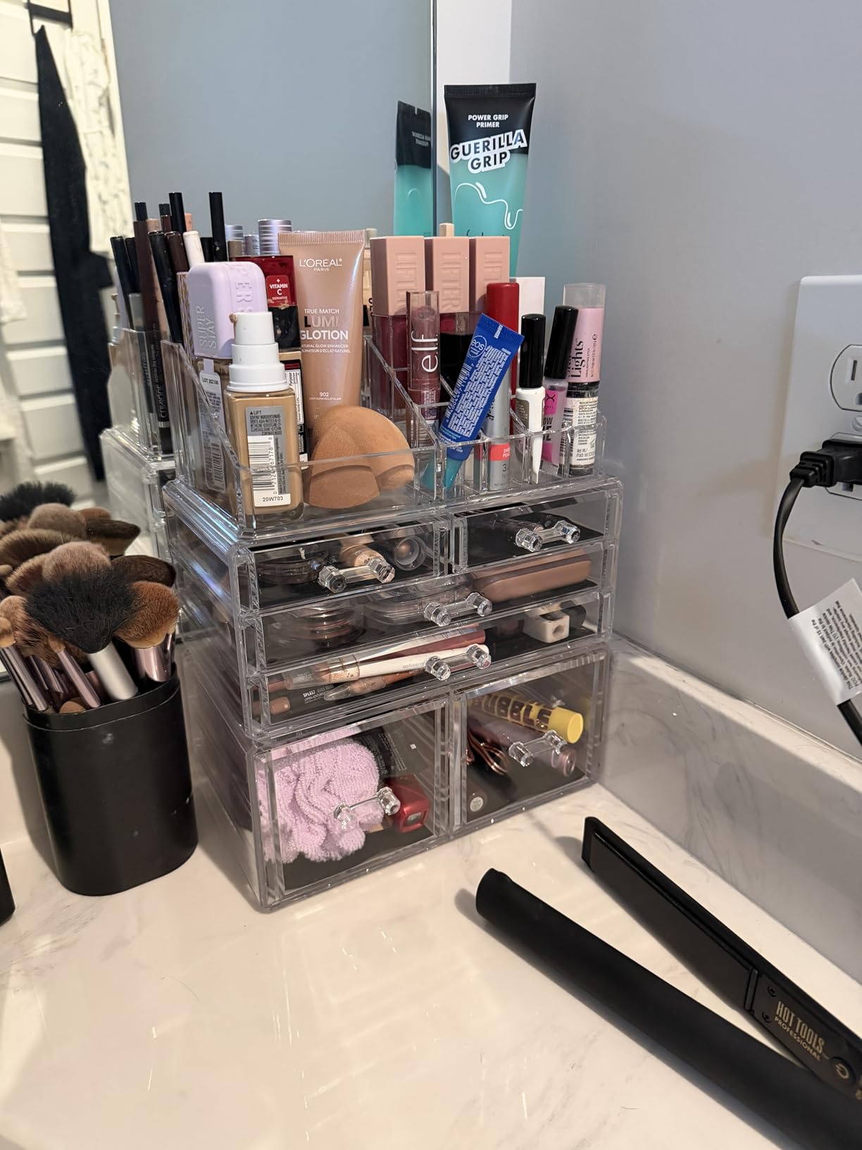 READAEER Makeup Organizer 3 Pieces Cosmetic Storage Case with 6 Drawers (Black) customer photo 2