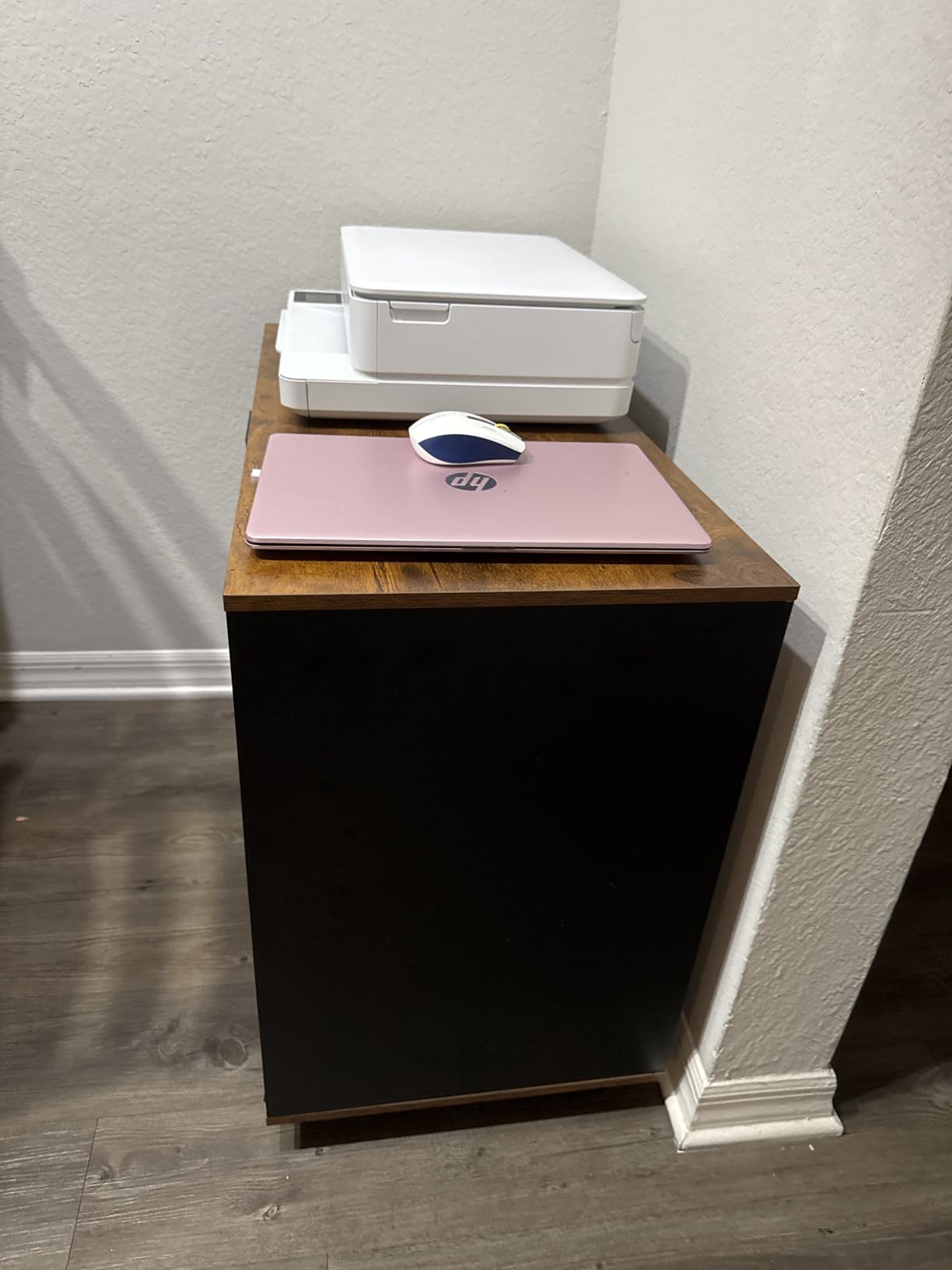 DEVAISE 3 Drawer Mobile File Cabinet, Wood Lateral Filing Cabinet, Printer Stand with Open Shelves for Home Office, Rustic Brown customer photo 1