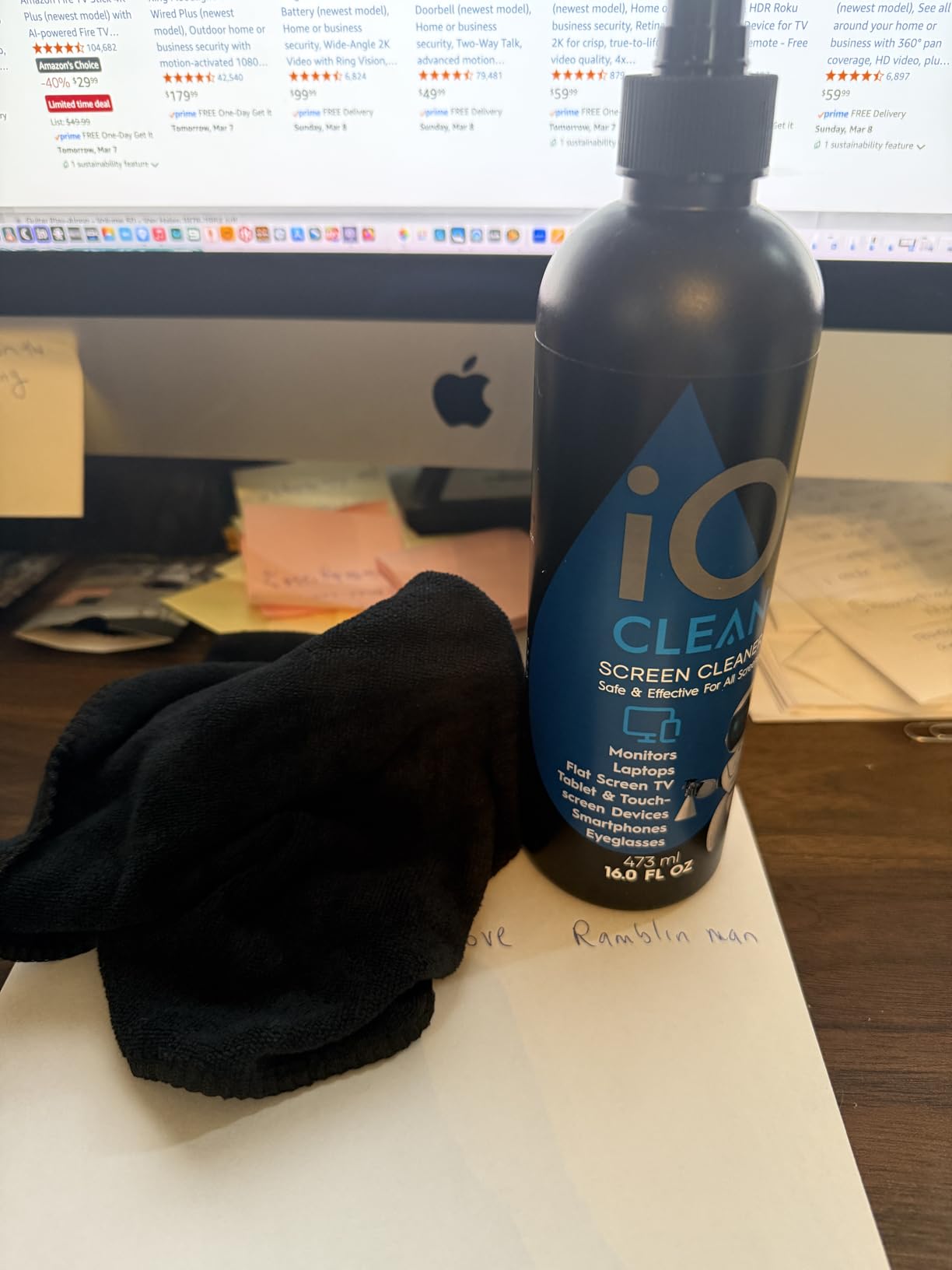 Screen Cleaner Spray (16oz - 473ml) - Best Large Cleaning Kit for LCD LED OLED TV, Smartphone, iPad, Laptop, Touchscreen, Computer Monitor, Electronic Devices, Microfiber Cloth Wipes and 2 Nozzles customer photo 1