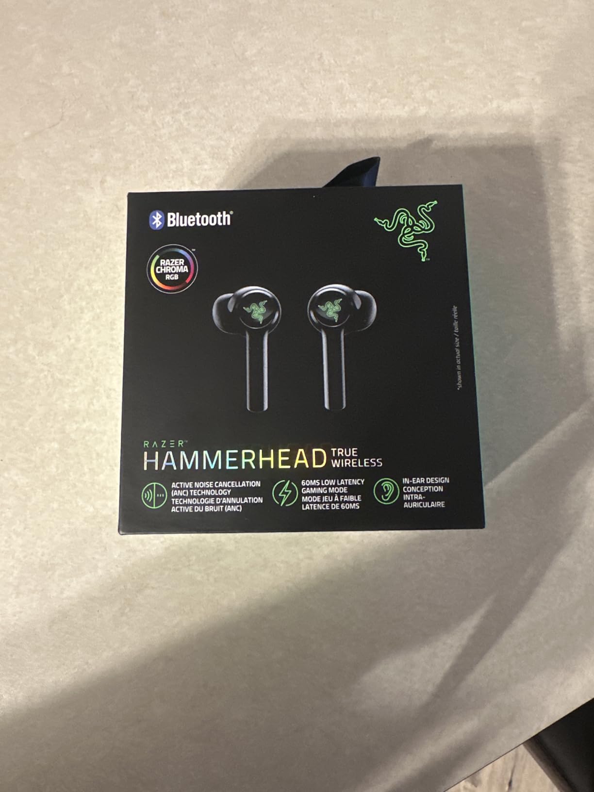 Razer Hammerhead True Wireless (2nd Gen) Bluetooth Gaming Earbuds: Chroma RGB Lighting -60ms Low-Latency- Active Noise Cancellation - Dual Environmental Noise Cancelling Microphones- Classic Black customer photo 2