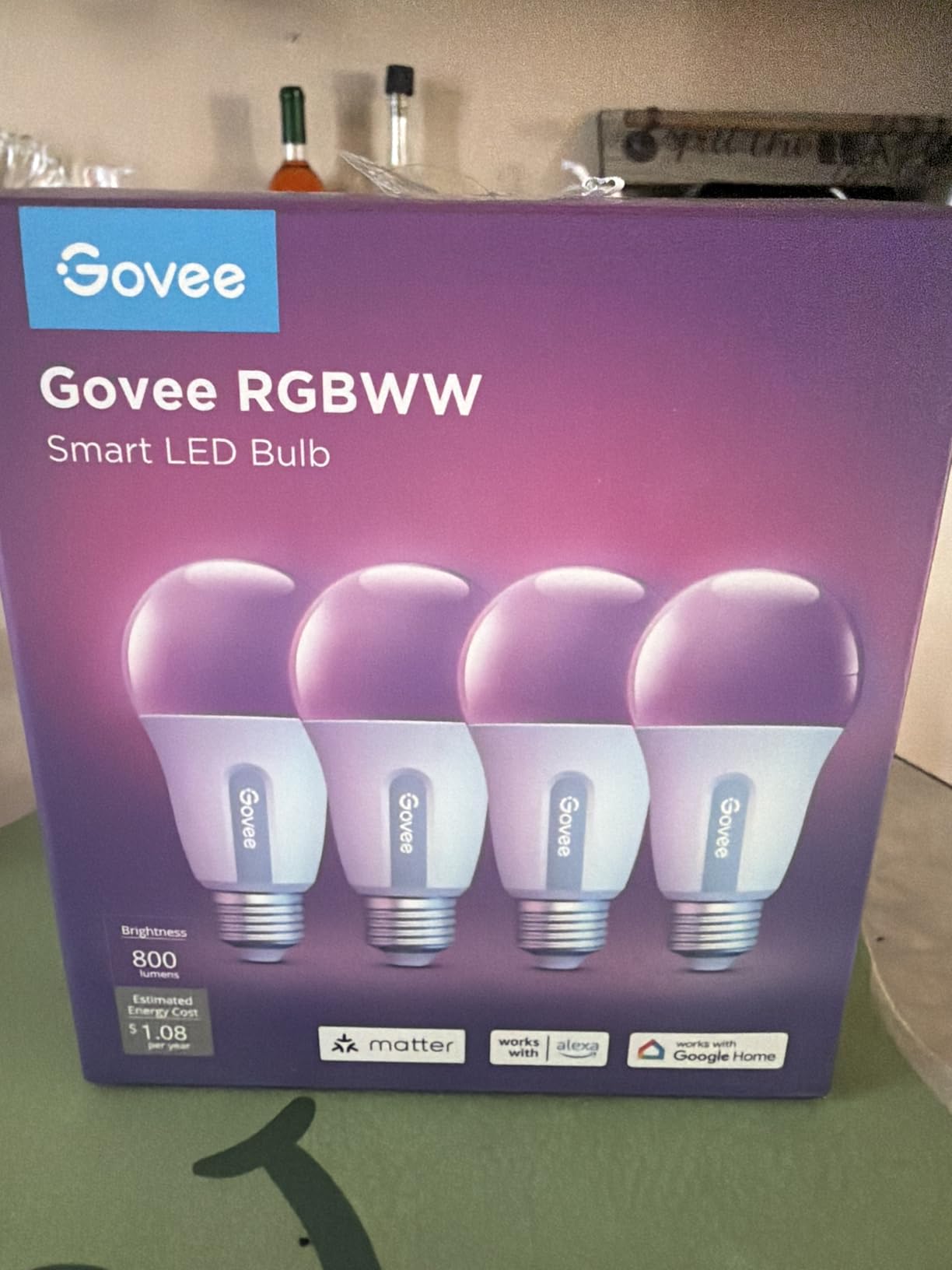 Govee Smart Light Bulbs, Color Changing Light Bulb, Work with Alexa and Google Assistant, 16 Million Colors RGBWW, WiFi & Bluetooth LED Light Bulbs, Music Sync, A19, 800 Lumens, 4 Pack customer photo 1