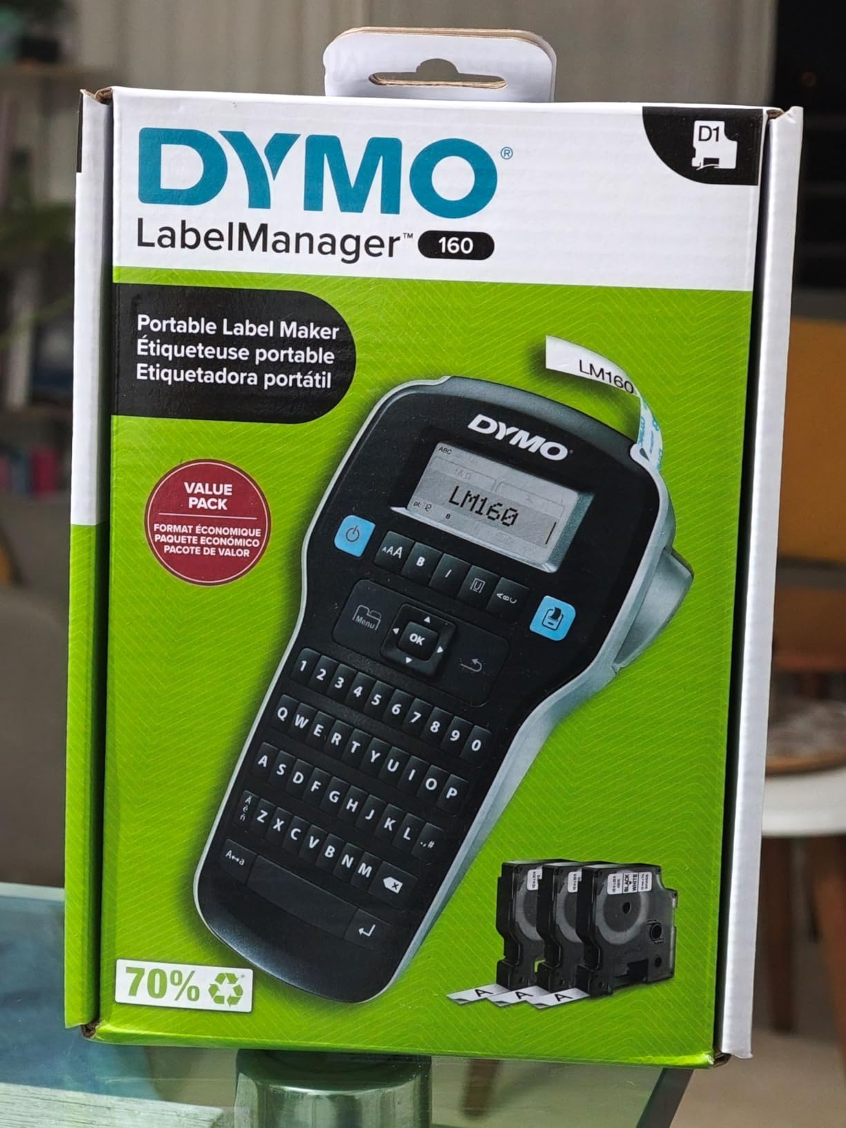 DYMO LabelManager 160 Portable Label Maker Bundle, Easy-to-Use, One-Touch Smart Keys, QWERTY Keyboard, Large Display, For Home & Office Organization, Includes 3 D1 label cassettes customer photo 1