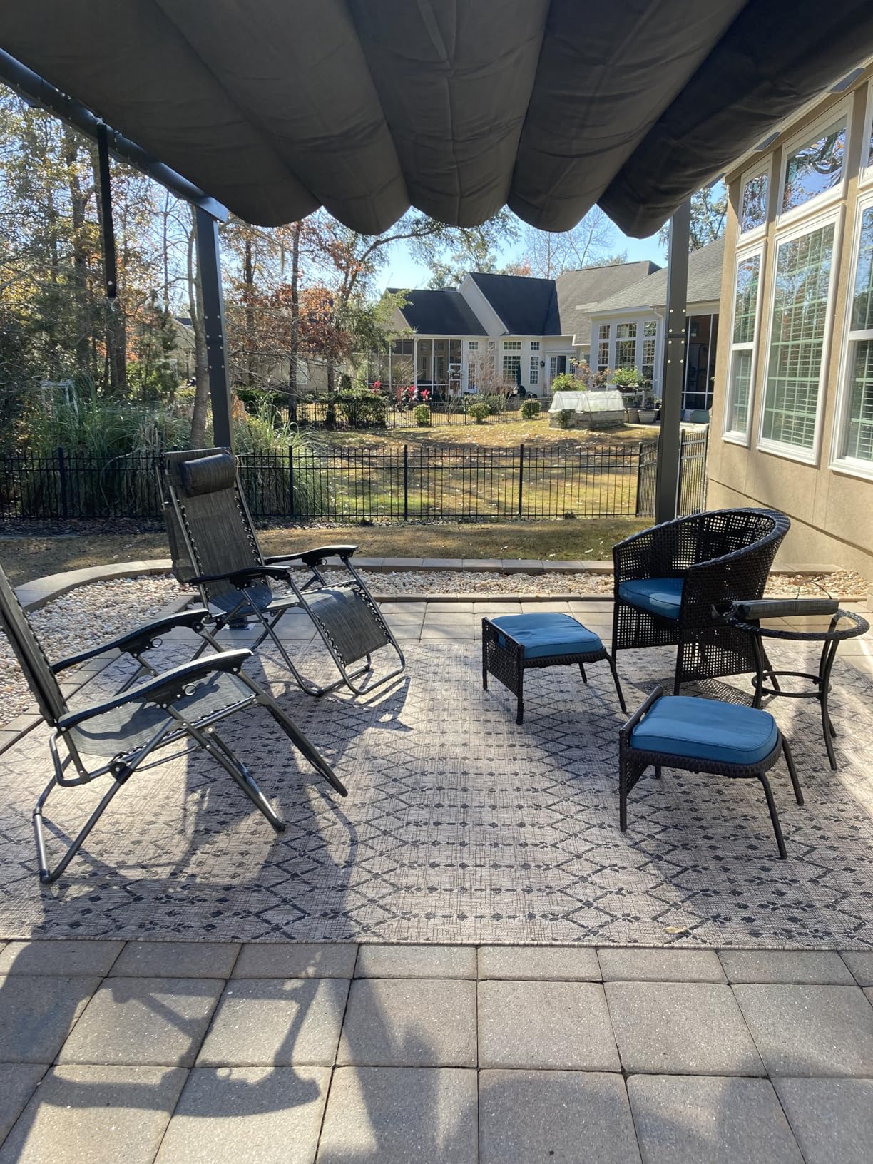 PURPLE LEAF Retractable Pergola 10' x 13' w/Double Canopy for Patio, Grey | Extra roof shields canopy, aluminum frame stays strong, 230GSM fabric blocks harsh sun, retractable canopy controls shade customer photo 1