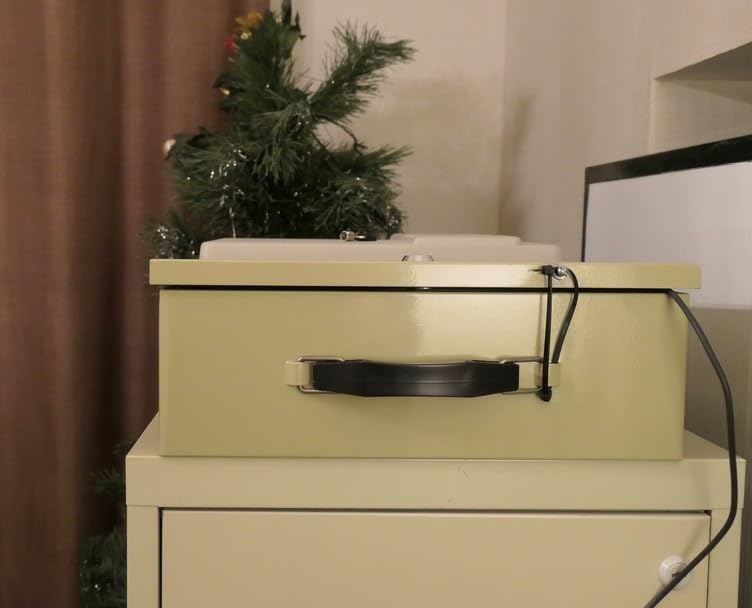 KYODOLED Fireproof Document Box with Key Lock, Small Lock Boxes for Personal Items, Fire and Water Resistance, Fireproof Safe Box for Documents, Jewelry, Passport, Cash, 12.6'' x 8.3'' x 4.3'' Black customer photo 1