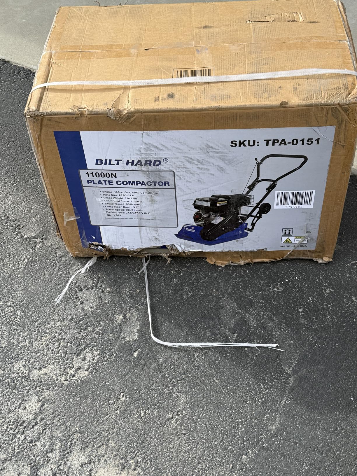 BILT HARD Plate Compactor Rammer, 6.5HP 196cc Gas Engine 5500 VPM 2500 lbs Compaction Force, 21 x 14.5 inch Plate, Ground Compactors for Paving Landscaping Sidewalk Patio, EPA Compliant customer photo 1