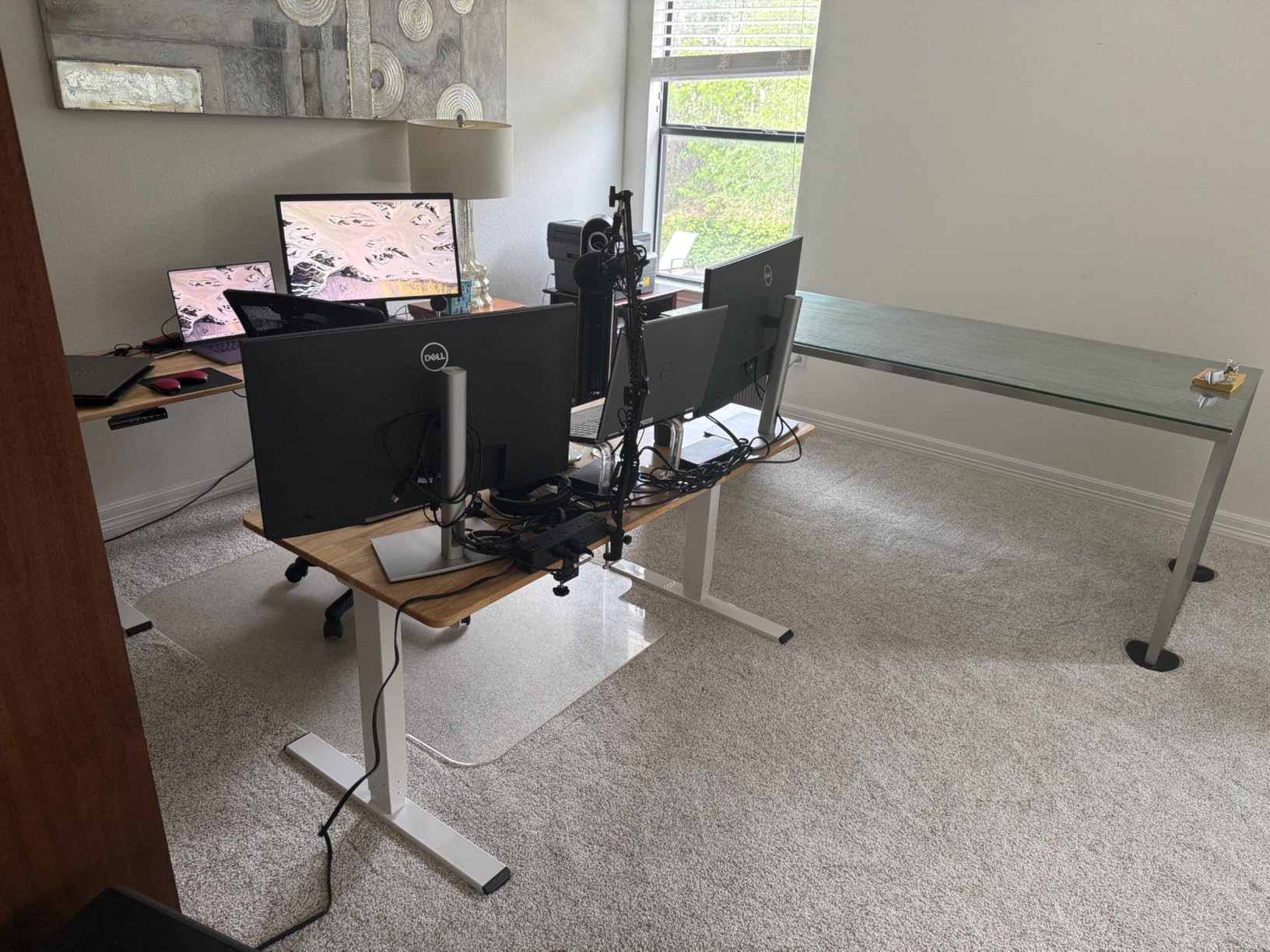 FLEXISPOT E6 Bamboo 3-Stage Dual Motor Electric Standing Desk 55 x 28 Sit Stand Up Desk, Holds 220 lbs, Adjustable Height w/ Memory Presets, Solid Bamboo Desktop & White Frame, Ships in 2 Boxes customer photo 1