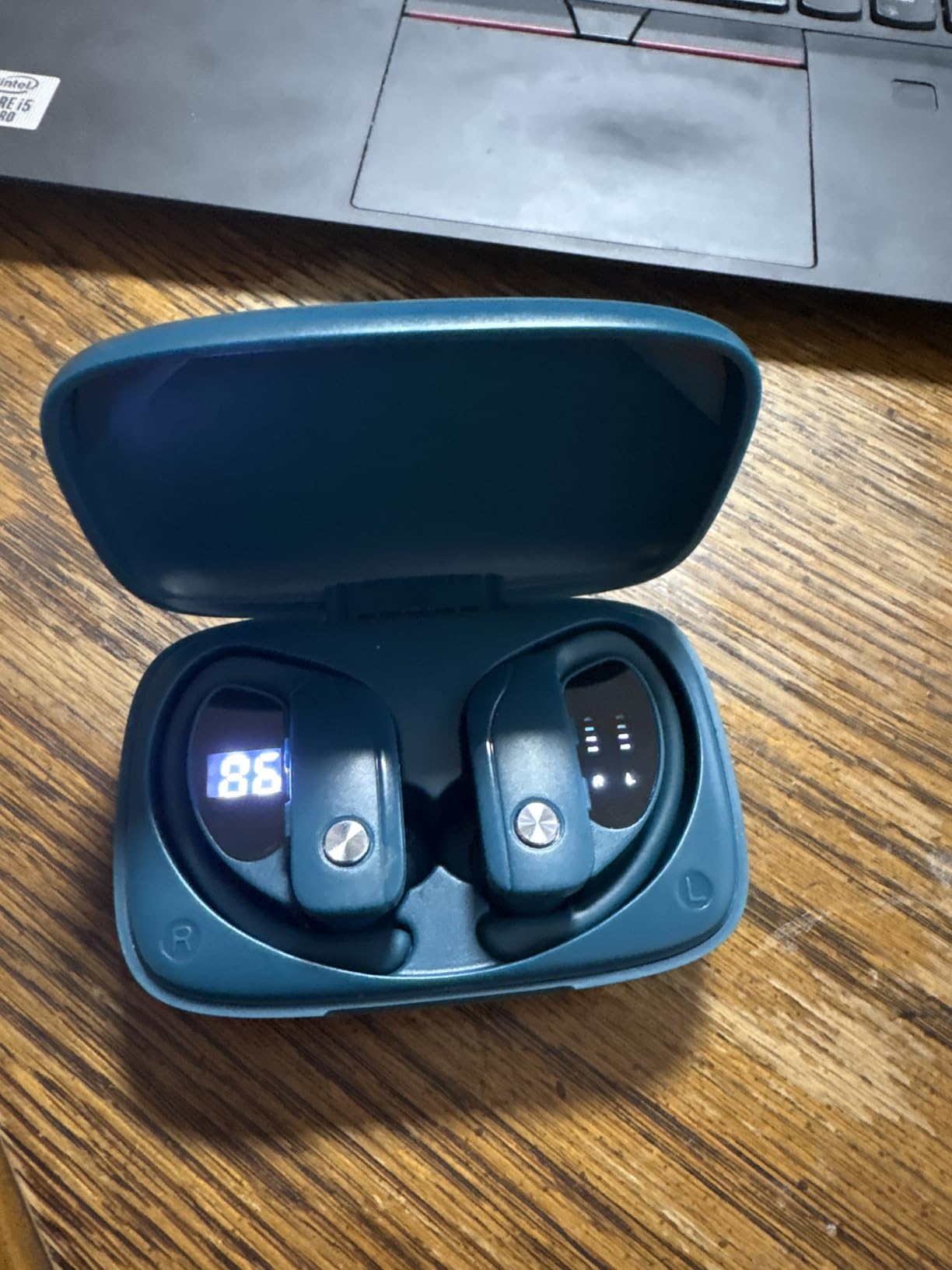 bmani Ear Buds Wireless Earbuds Bluetooth Headphones with 80H Playtime LED Display Case, Over-Ear Hook with Mic, Stereo Sound, Easy Button Controls, Sports Earphones for Running Workout Gym Black customer photo 1