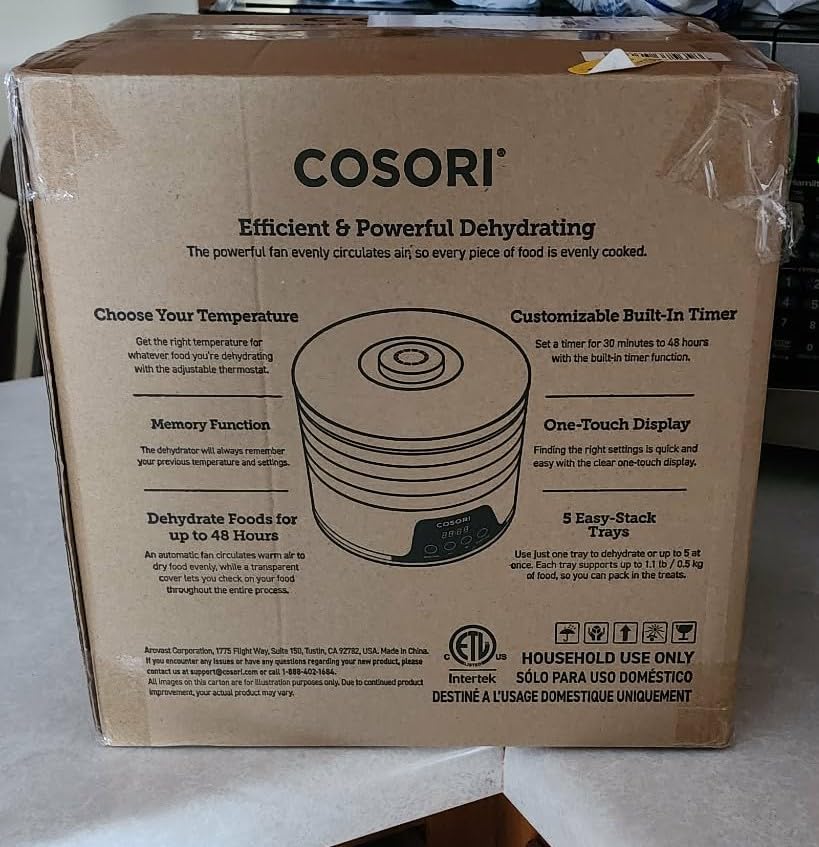 COSORI Food Dehydrator Machine for Jerky, 5 Trays with 165°F Temperature Control and 48H Timer, 350W Dryer for Fruit, Herbs, Meat, Veggies and Dog Treats, 50-Recipes Book Included customer photo 2