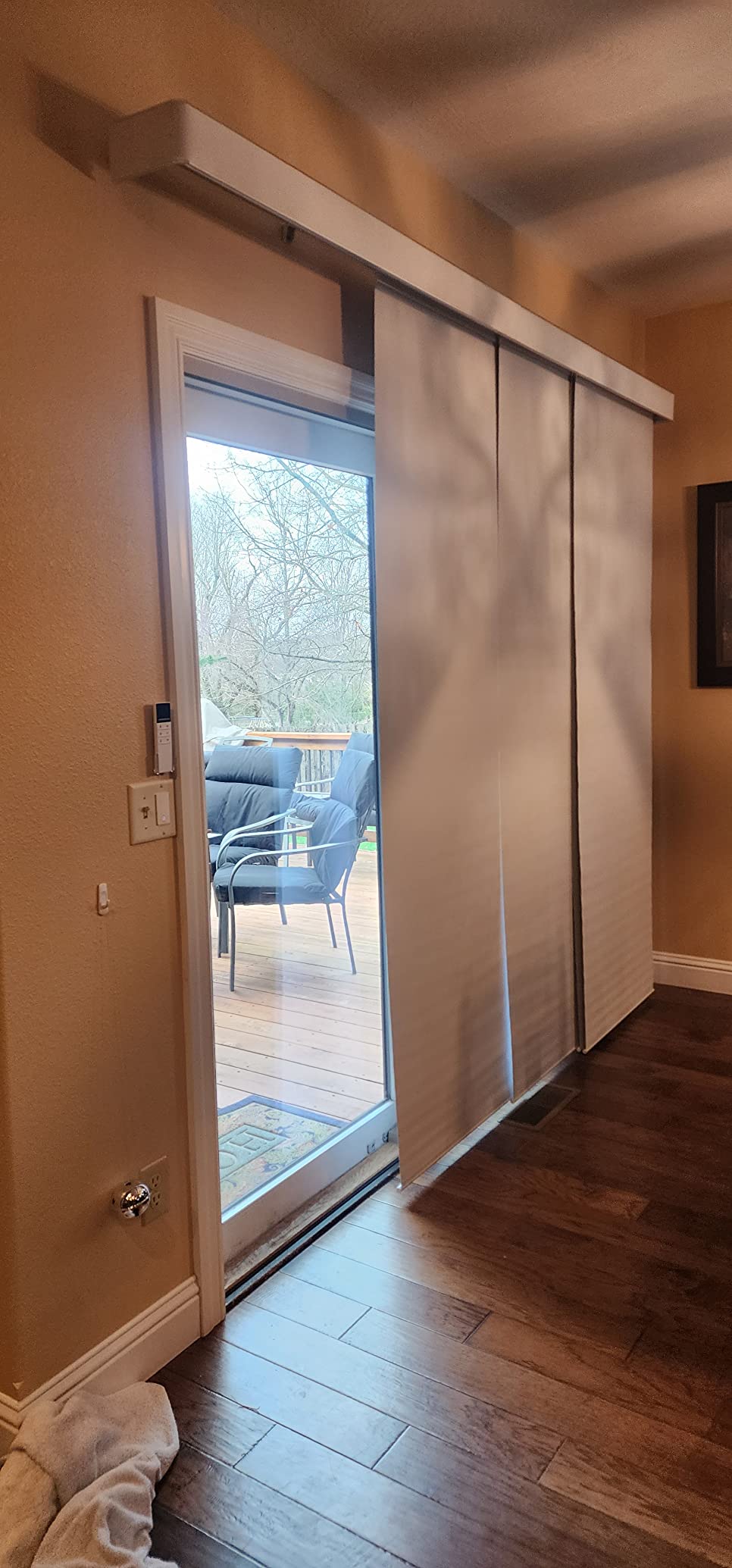 Yoolax Custom XL Smart Sliding Door Blinds, Motorized Sliding Panel Blinds Compatible with Alexa, Blackout Vertical Blinds for Glass Doors, Patio Doors, Closet Doors, Fabric-Dark Grey customer photo 1