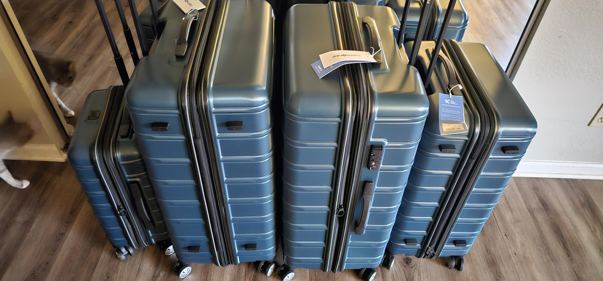 Omni 2 Hardside 3 Piece Set - Includes Global Carry-On, Medium, & Large Checked Suitcases - 360° Dual Spinner Wheels - Integrated TSA Lock & Expansion - Amazon Exclusive - Lagoon Blue customer photo 1