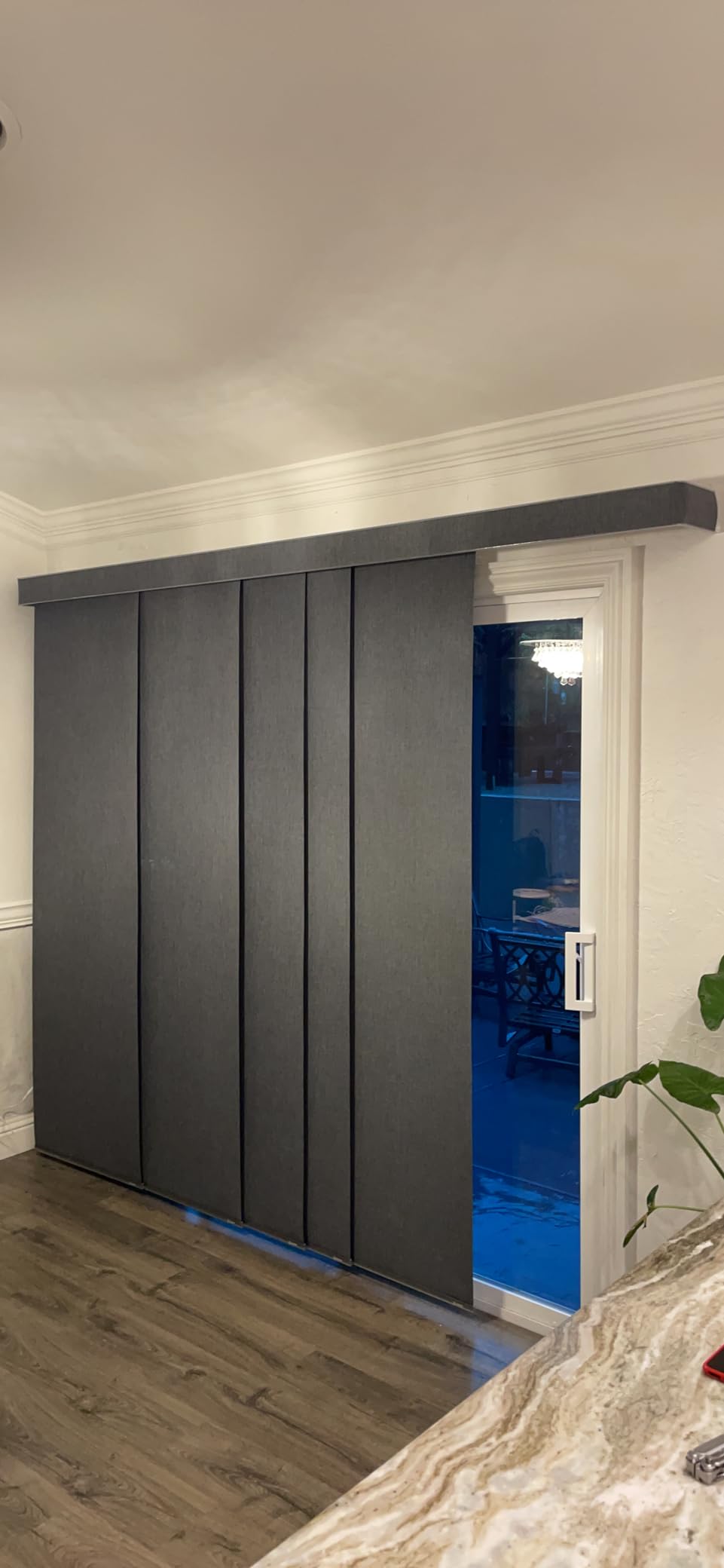 Graywind Motorized Sliding Panels Blackout Compatible with Alexa Google Smart Panel Track Blinds Remote Shades for Patio Sliding Door, Custom Size (Light Grey) customer photo 4