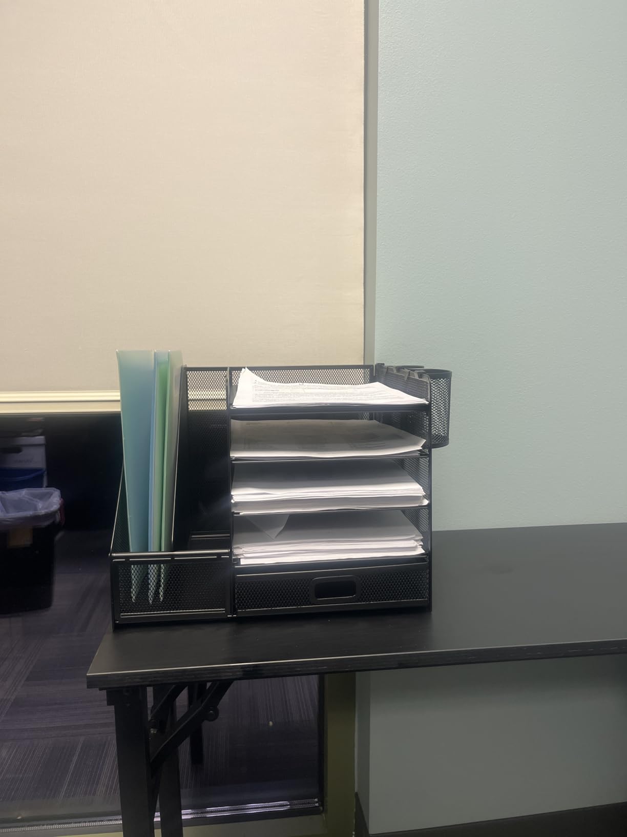 Marbrasse Desk Organizer with File Holder, 5-Tier Paper Letter Tray Organizer with Drawer and 2 Pen Holder, Mesh Desktop Organizer and Storage with Magazine Holder for Office Supplies (Black) customer photo 2