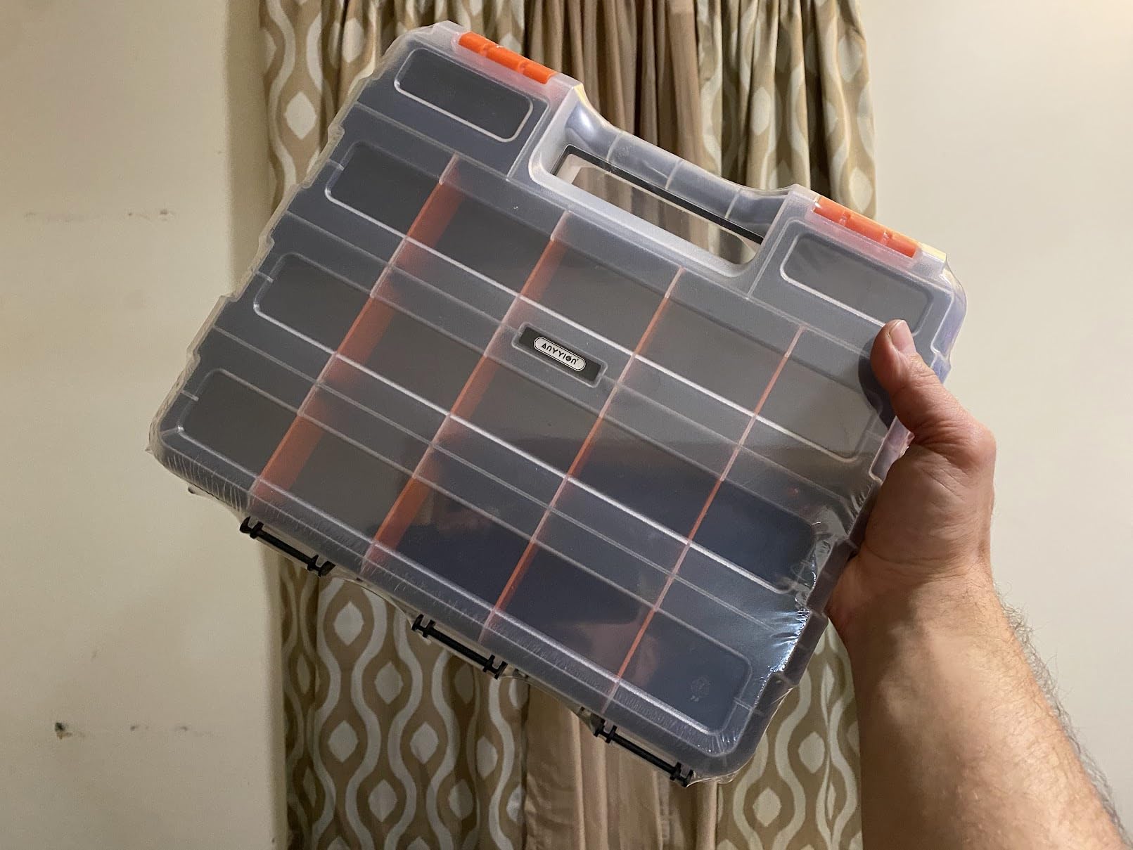 Anyyion Small Parts Organizer, 34-Compartments Double Side parts organizer with Removable Dividers for Hardware, Screws, Bolts, Nails, Beads, Jewelry. customer photo 1