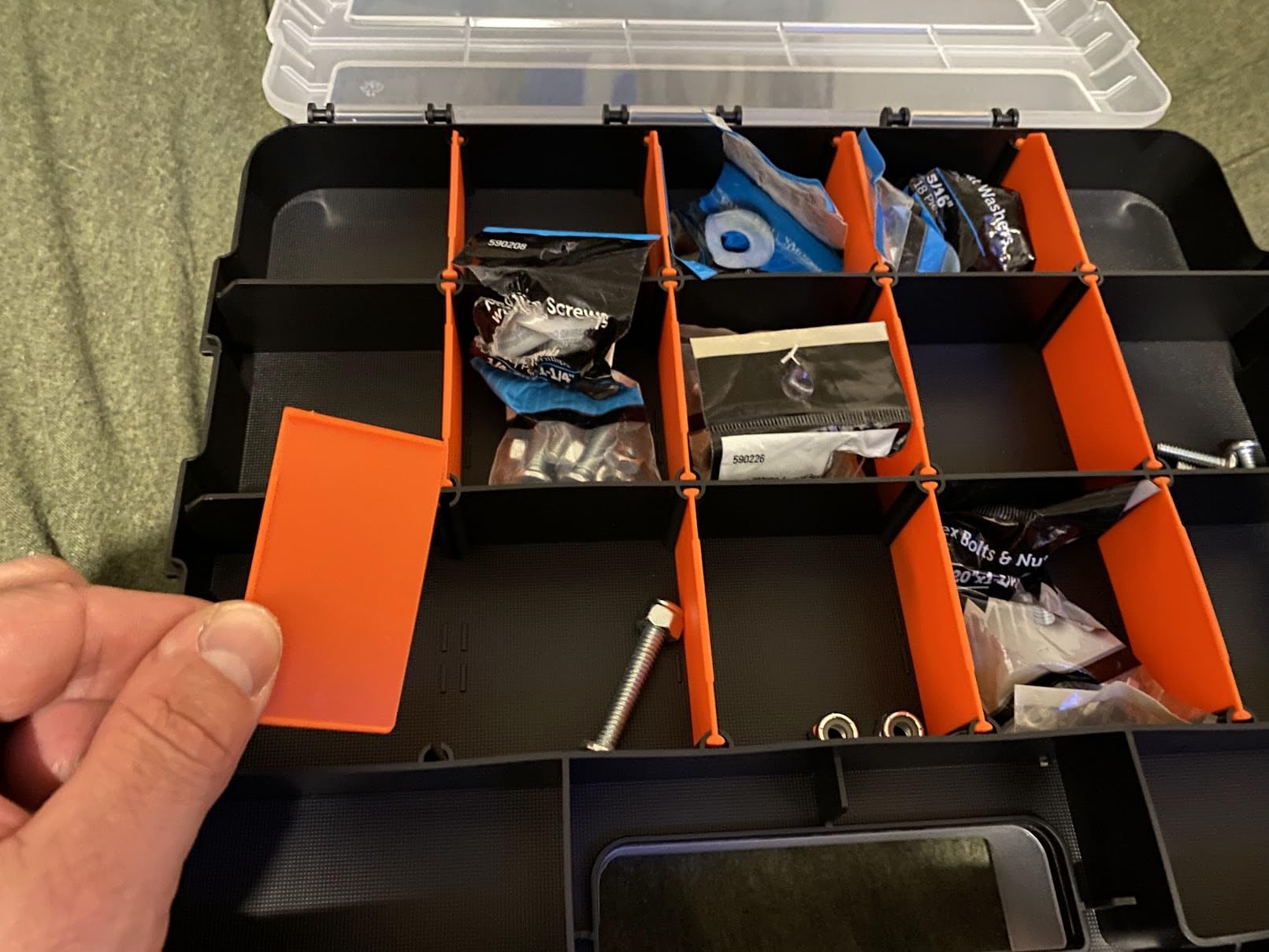 Anyyion Small Parts Organizer, 34-Compartments Double Side parts organizer with Removable Dividers for Hardware, Screws, Bolts, Nails, Beads, Jewelry. customer photo 2