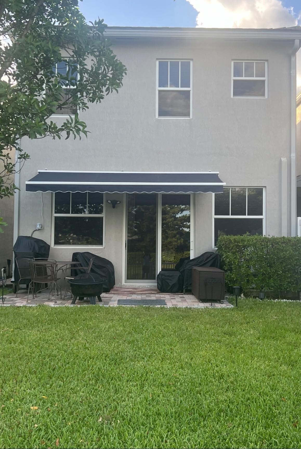 Diensweek Patio Awning Retractable 15'x10', Fully Assembled Motorized Electric Commercial Grade - Quality 100% Dope-dyed Acrylic Window Door Sunshade Shelter - Deck Canopy Balcony (15'x10', Navy Blue) customer photo 1